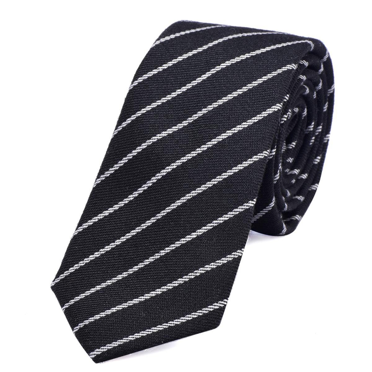 DonDon Krawatte Herren Krawatte 6 cm mit Karos oder Streifen (Packung, 1-St., 1x Krawatte) Baumwolle, kariert oder gestreift, für Büro oder festliche Veranstaltungen schwarz gestreift 3