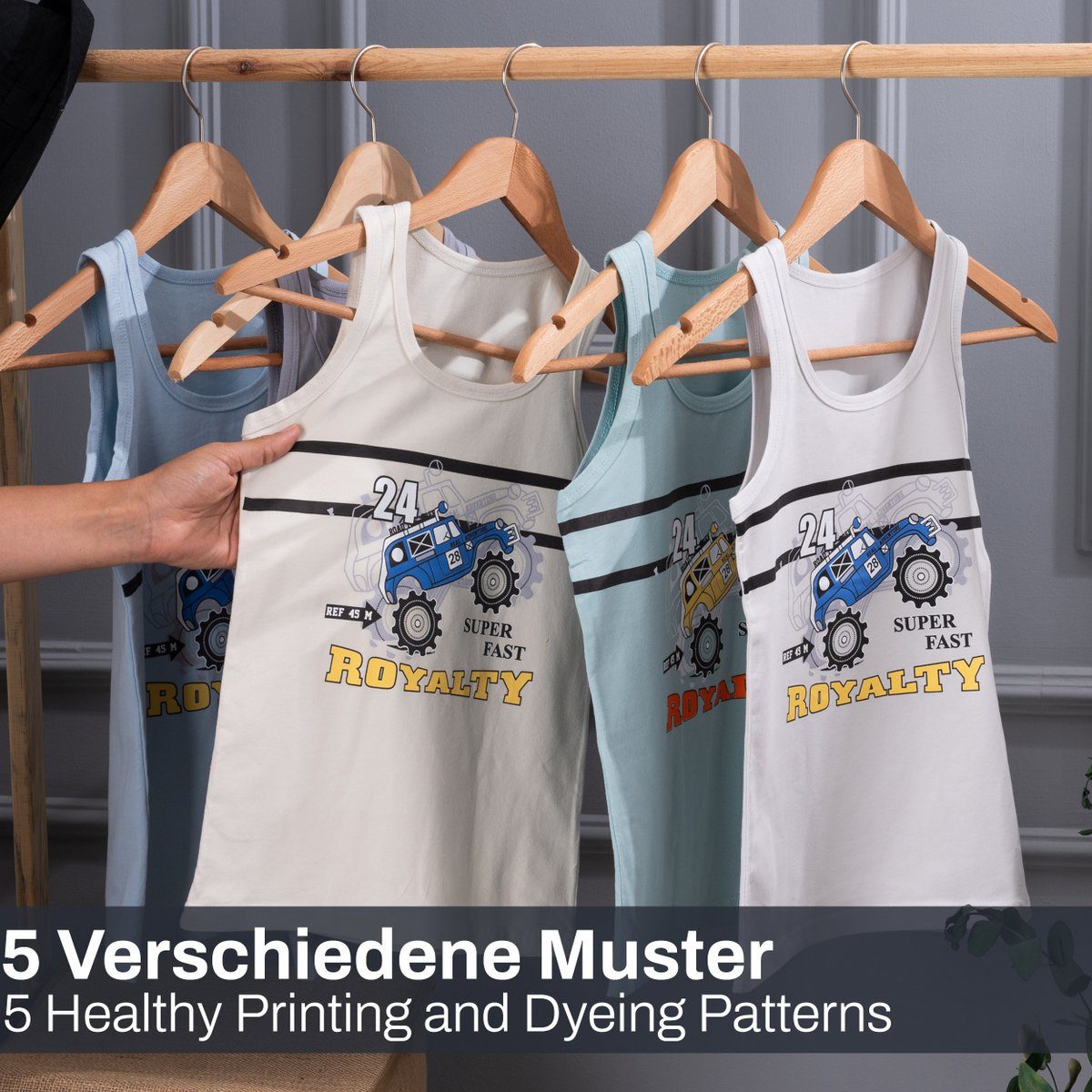 LOREZA Unterhemden (Spar-Packung, 5-St) Tank Unterhemd - Rallye Jungen Baumwolle Unterwäsche 5