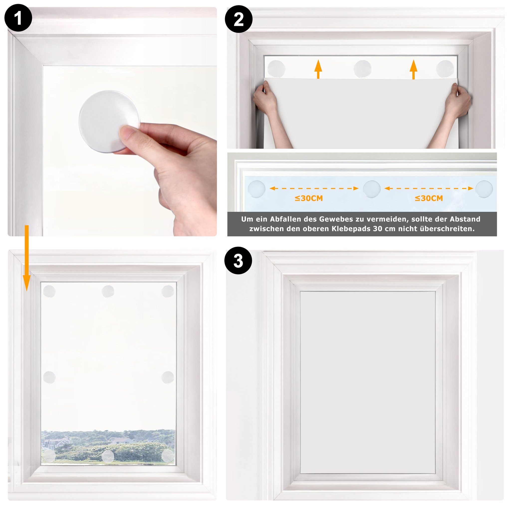 Victoria M. Fensterfolie Fenster-Verdunkelungsstoff Thermobeschichtung 140x300 cm weiß, verdunkelnd, 100 % Blackout mit Thermobeschichtung, Inkl. 22 Gel-Klebepa – Bild 4 von 5