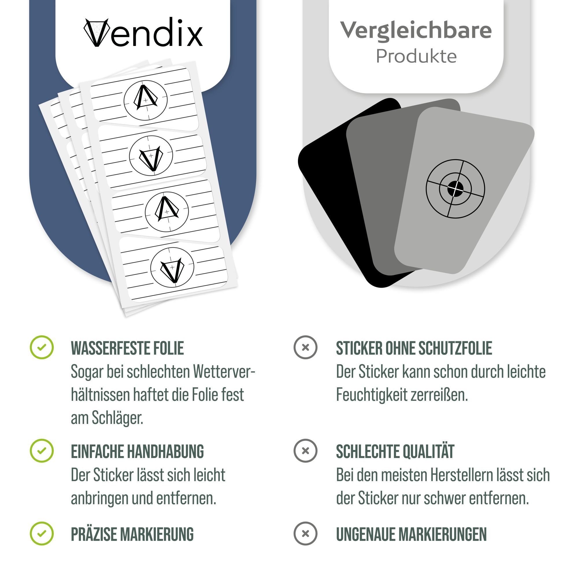 Vendix Golftee 152x Golf Impact Sticker - Impact Tape für ganzjähriges Training, Für Eisen