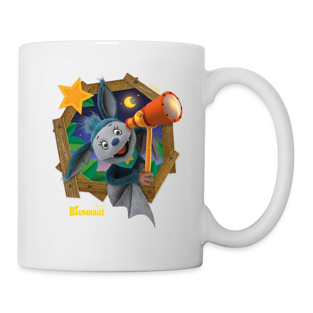 Spreadshirt Tasse KiKA-Baumhaus Mit Fidi Guckt Aus Dem Fenster Tasse, Keramik