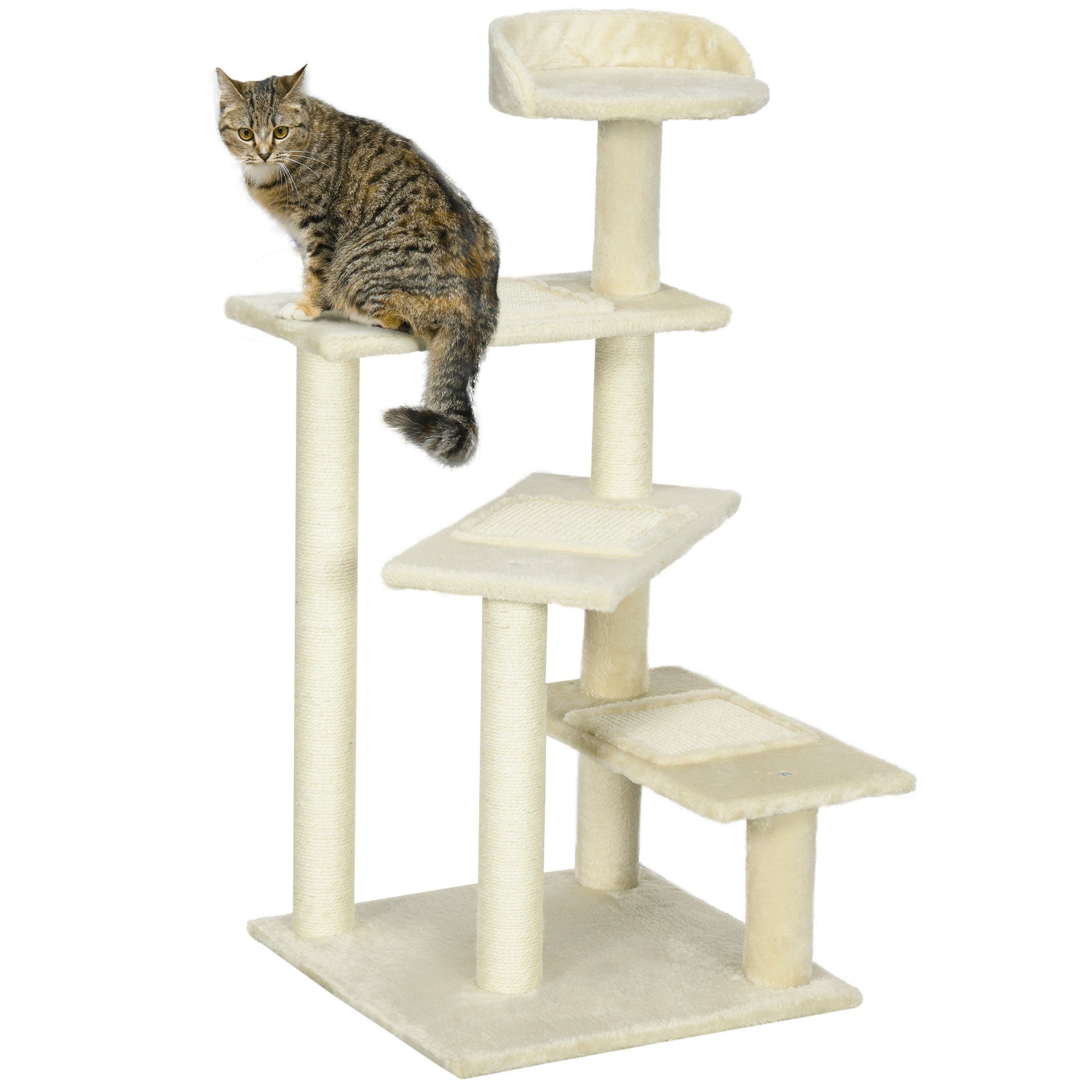 Kratzbaum mit Sisalsäulen, Katzenkratzbaum, Katzen Kletterbaum, Katzenbaum