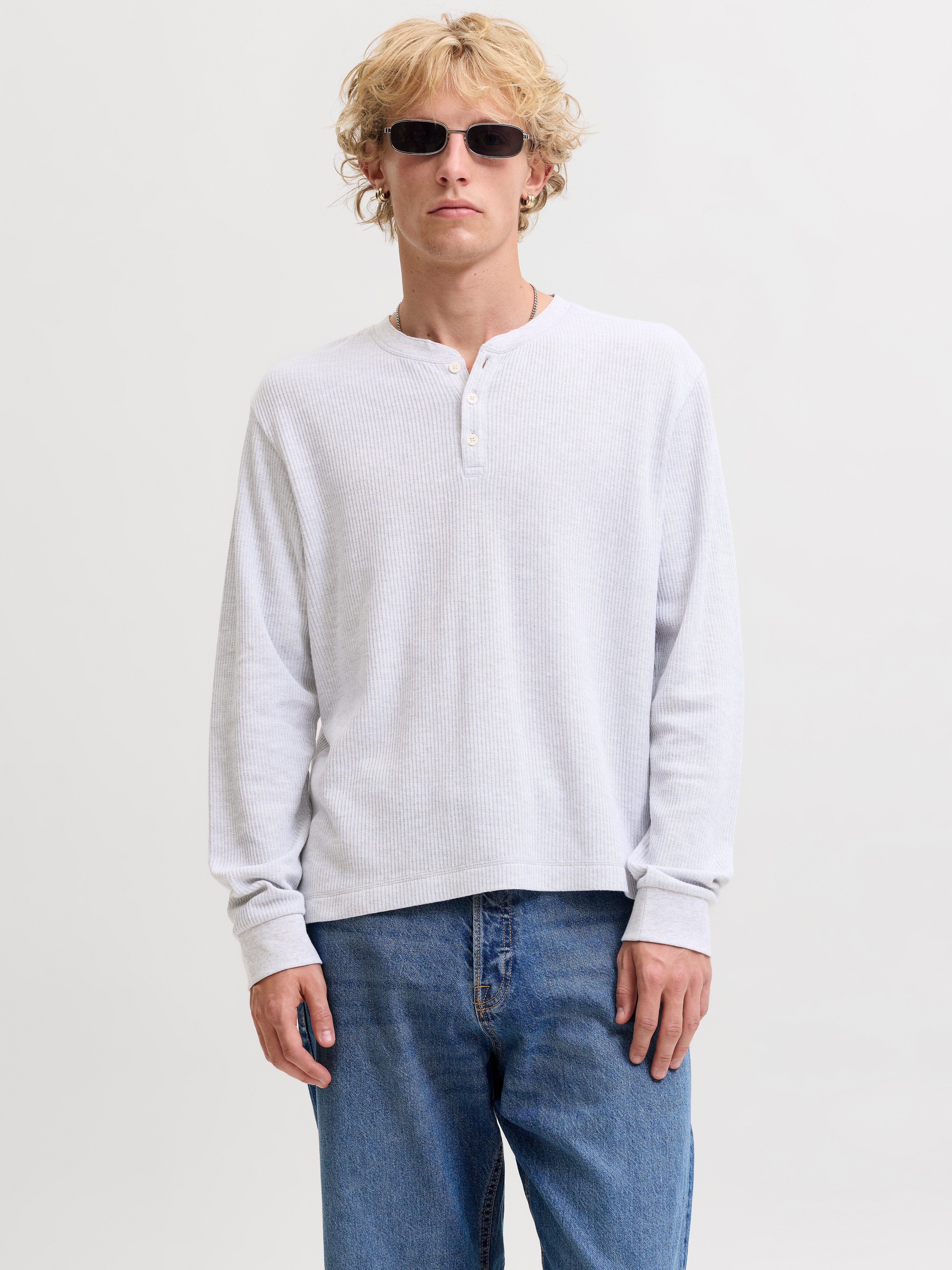 Jack & Jones Langarmshirt JORCHAMBERI HENLEY LS TEE Baumwollmischung, regular fit – Bild 2 von 5