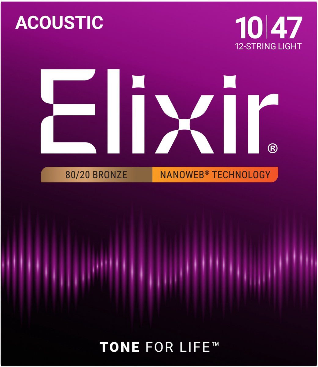 Elixir Saiten 11152 Nanoweb Saiten für 12-saitige akustische Gitarre (10-47), (1-tlg), Nanoweb-Beschichtung