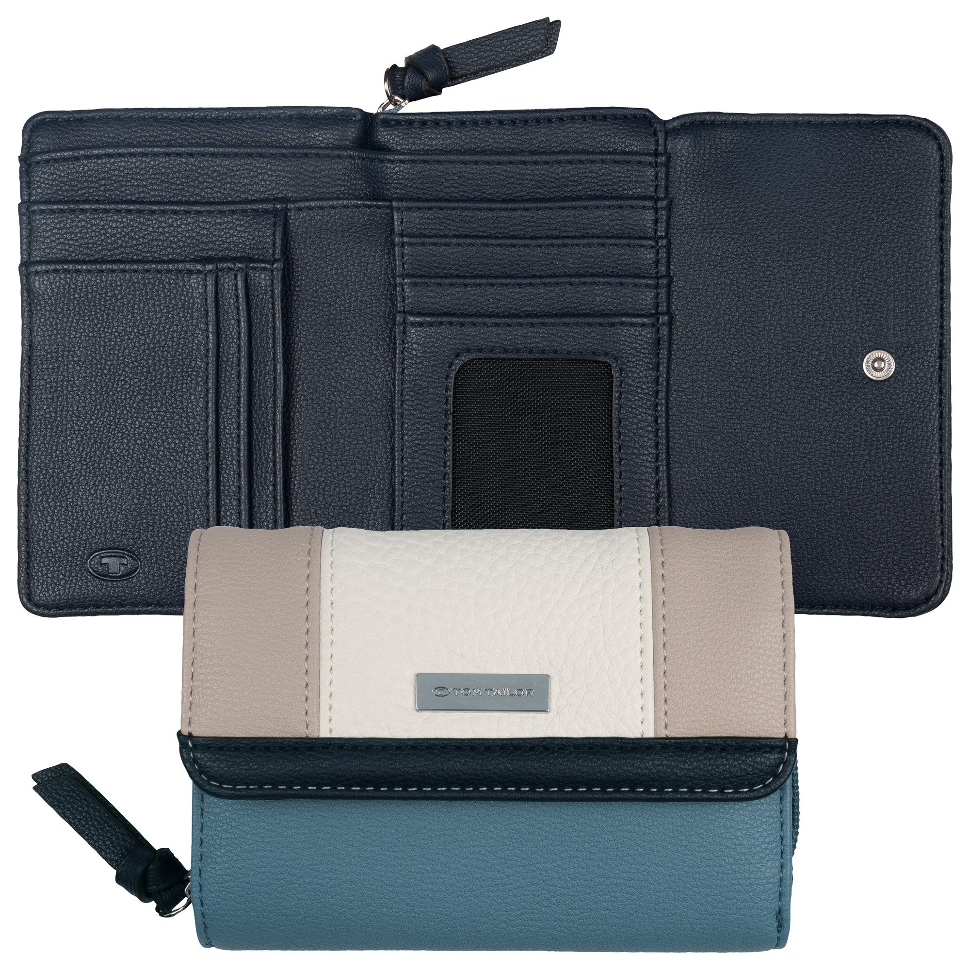 TOM TAILOR Geldbörse Juna, aus soft genarbtem ledrigen Material mit glänzenden Metall-Accessoires