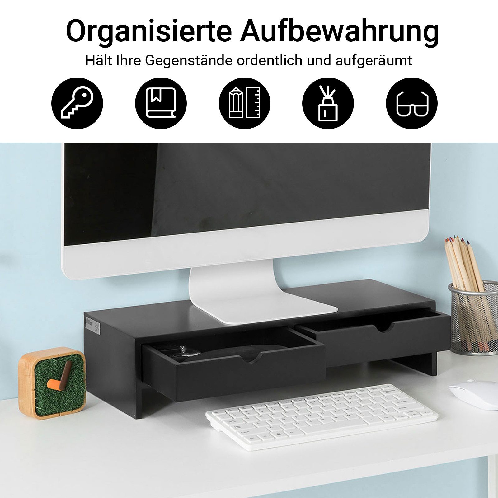 SoBuy Monitor-Halterung BBF02, Schreibtisch Organizer Bildschirmerhöhung Monitor Ständer, (Bildschirm Ständer Monitorerhöhung Bildschirmerhöher Monitorständer)