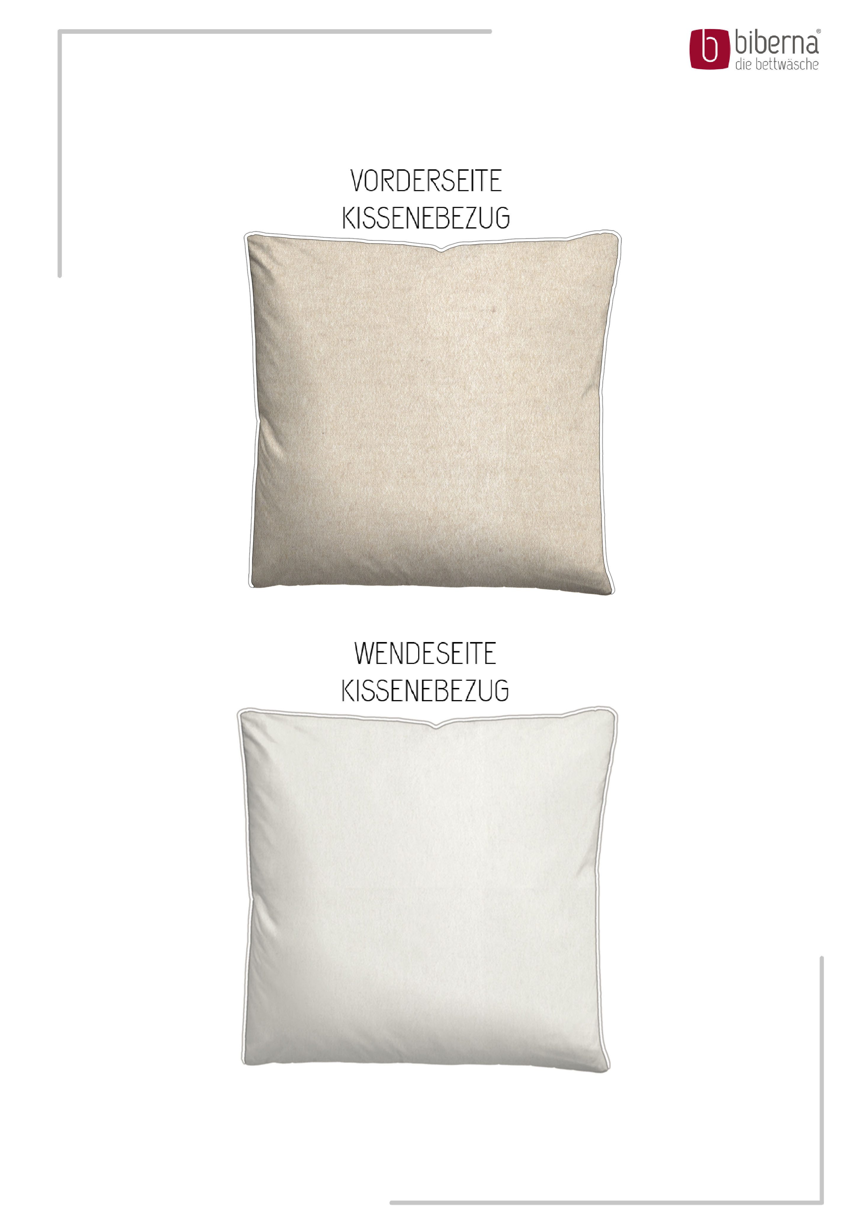 Biberna Kissenbezug 0840500 HERMAL Premium Biber Melange-Flanell 100% Baumwolle, (1 Stück), Kissenhülle, wärmend & weich, Reißverschluss, Satinpaspel – Bild 3 von 5