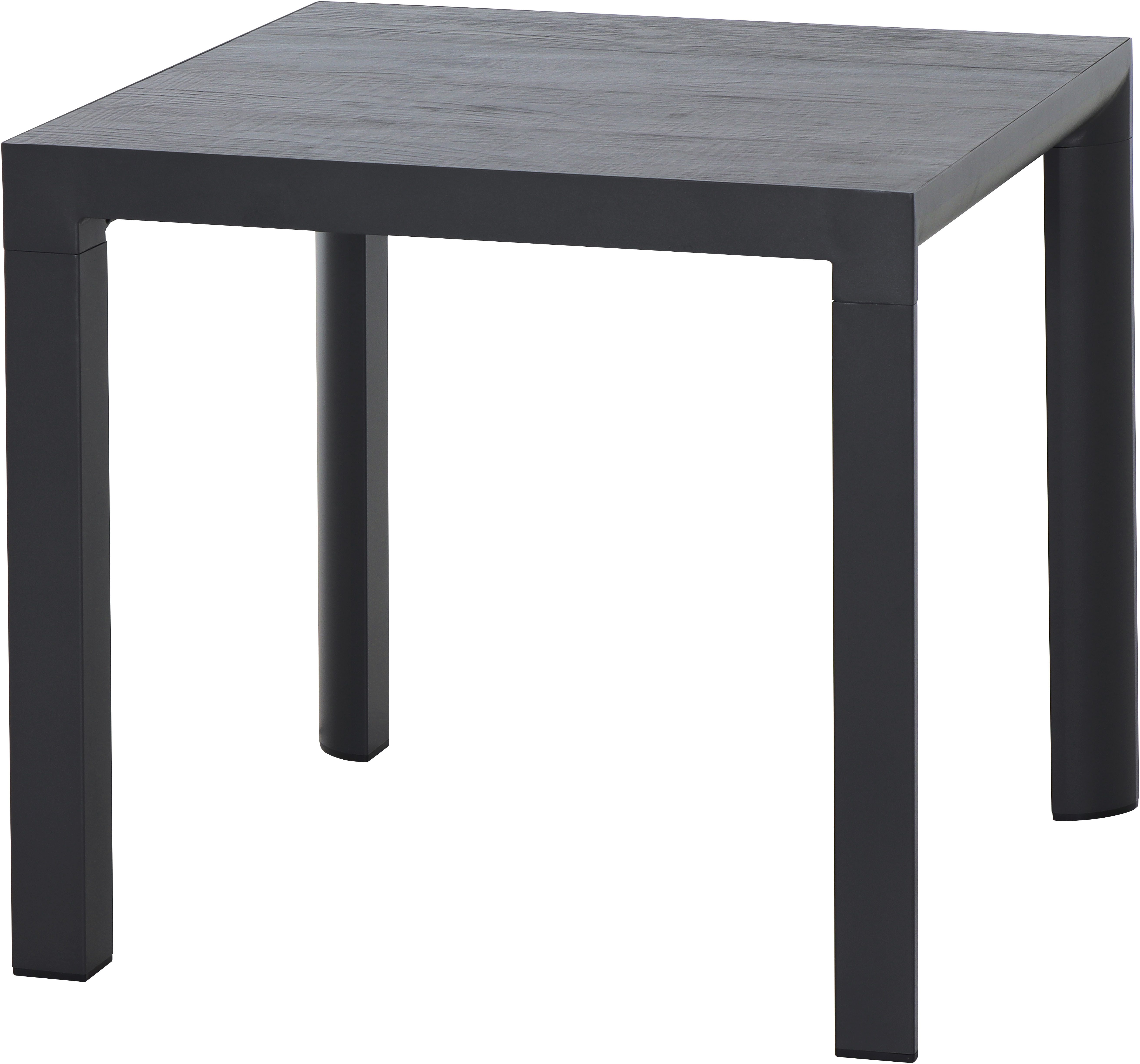 Siena Garden Gartentisch SILVA Tisch 80 x 80cm matt anthrazit/wood-grey, Aluminiumgestell matt anthrazit, Tischplatte aus Keramik in wood grey