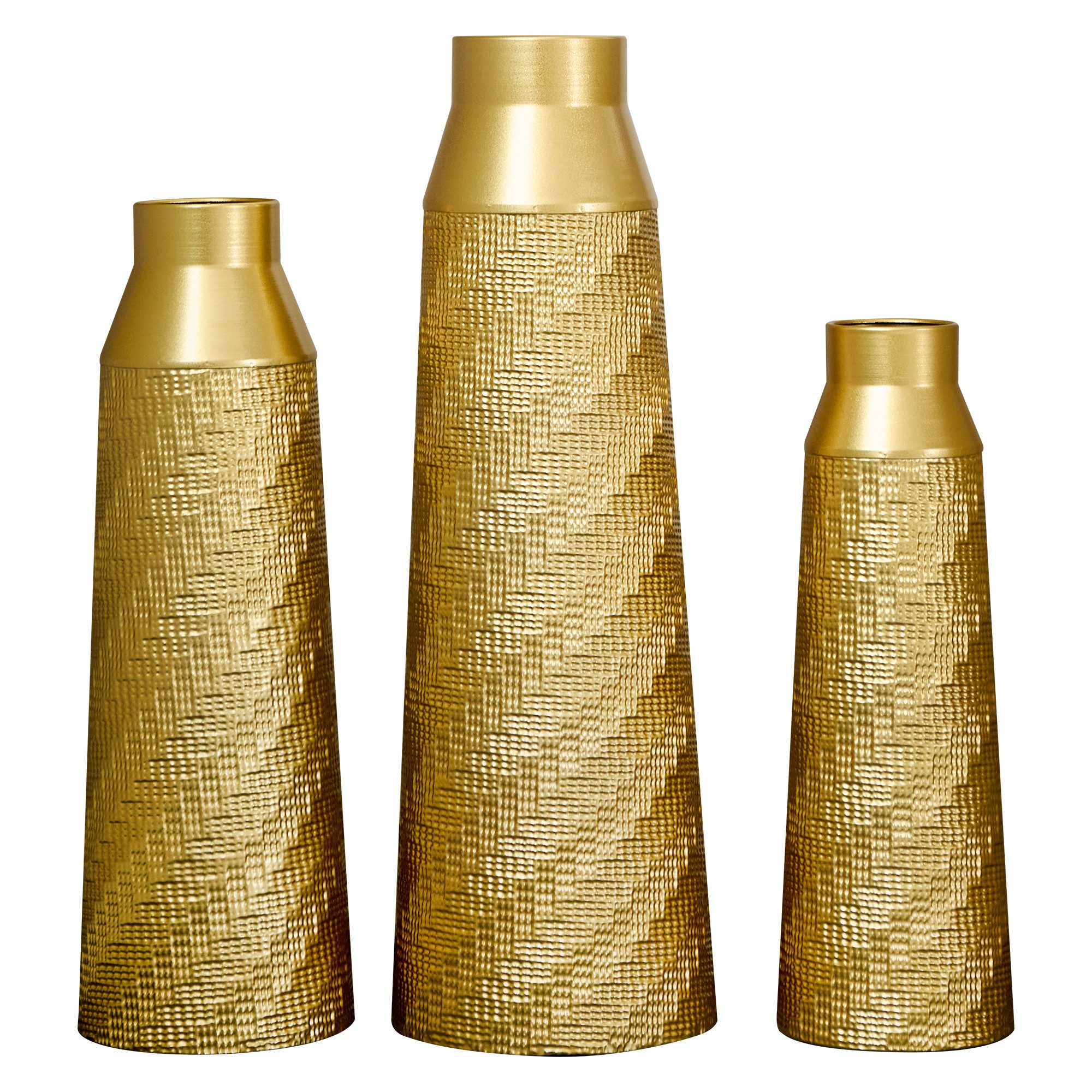 KLAM HOME Bodenvase Große Bodenvase 3er Set aus Metall, (50/65/83 cm), Mid-Century Modern (Dekovase Boden bis zur Decke reichende Vase, hohe dekorative Vase), Vintage Deko, Dekorative Vase für Wohnzimmer, Flur und Schlafzimmer