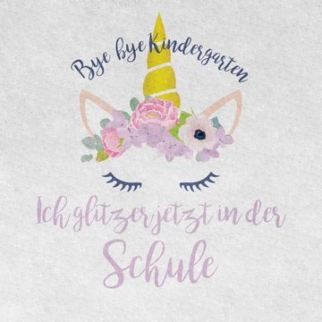 Shirtracer T-Shirt Bye Bye Kindergarten ich glitzer jetzt in der Schule Blumen Einschulung Junge Schulanfang Geschenke