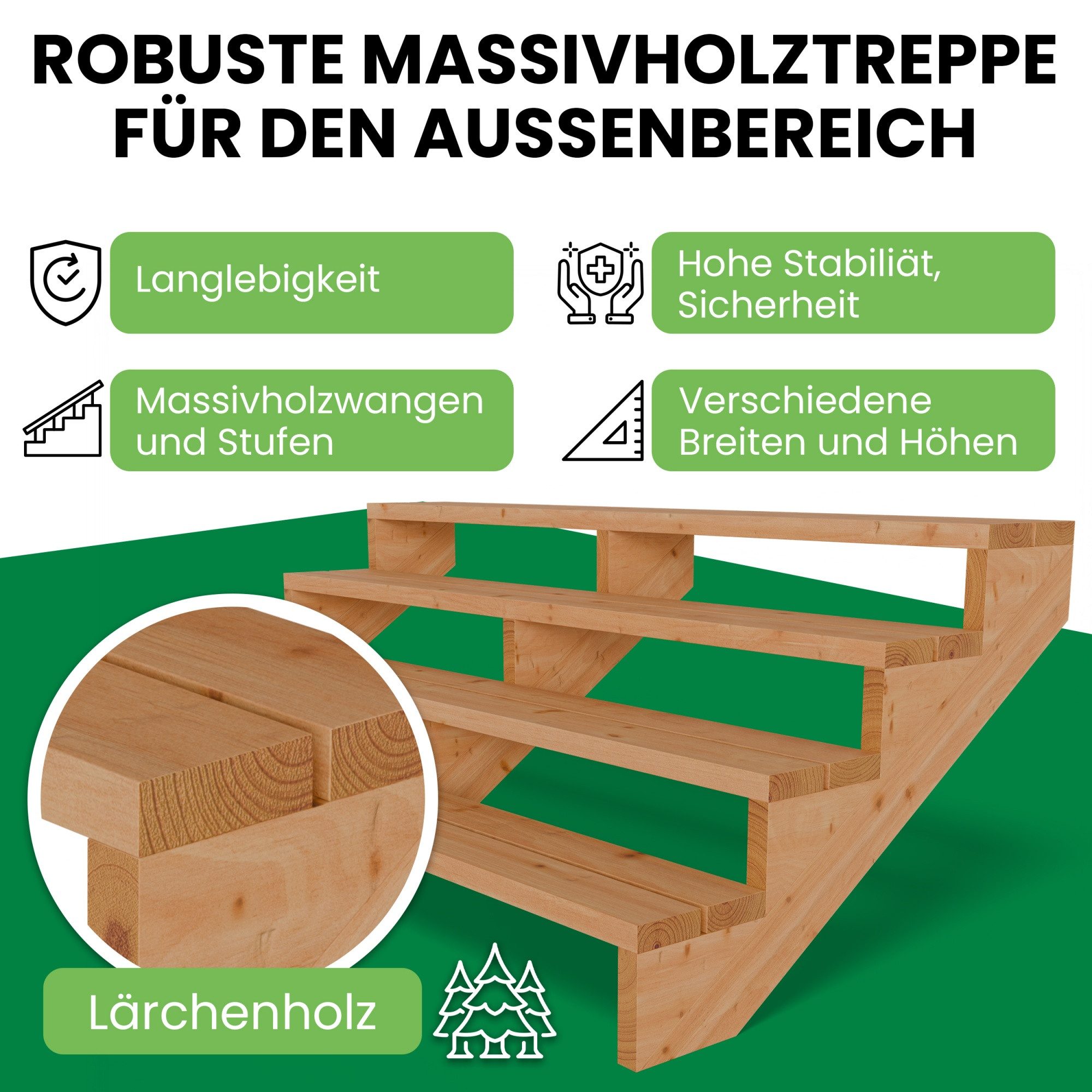 Gartenwelt Riegelsberger Außentreppe Terrassentreppe aus Lärche günstig online kaufen