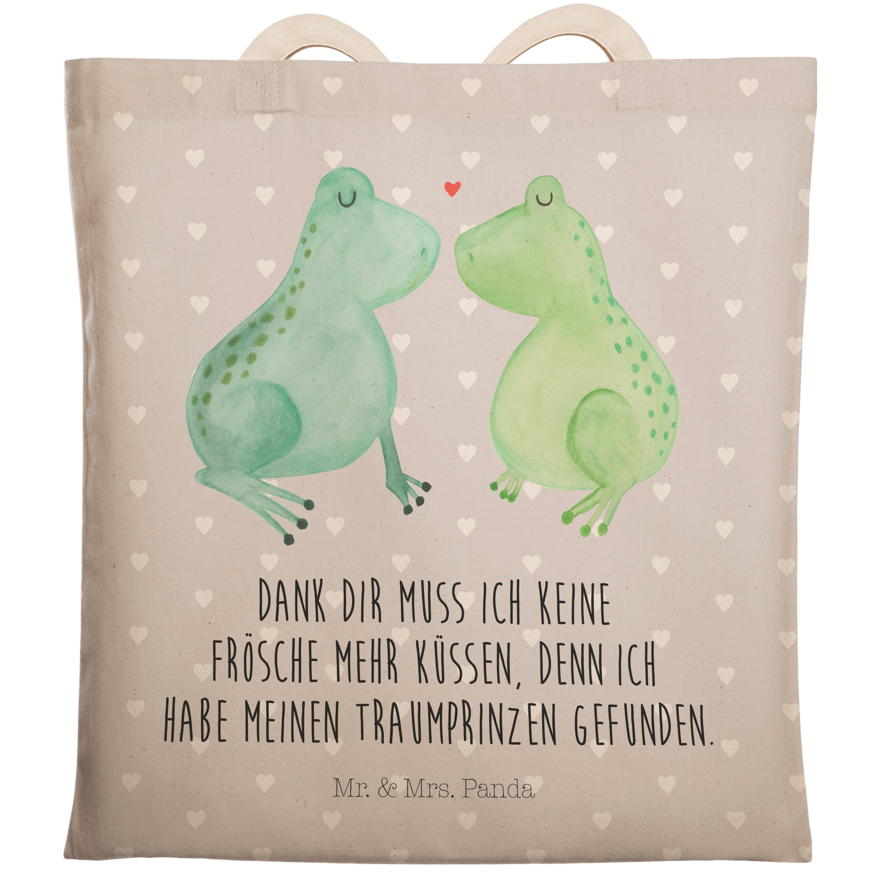 Mr. & Mrs. Panda verliebt, Freund, - (1-tlg) Tragetasche - Pastell Grau Liebe Frosch Geschenk, Tragetasche