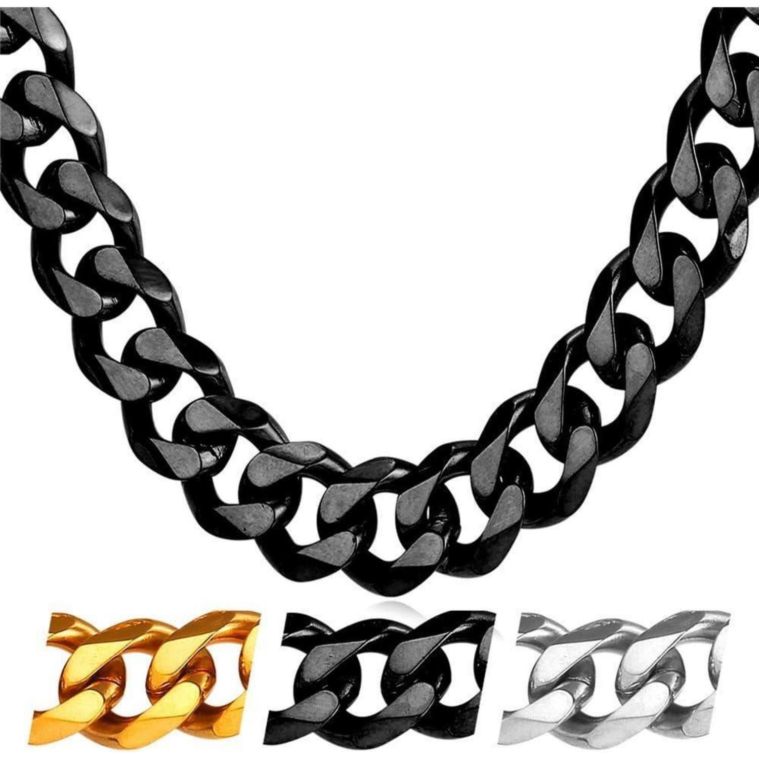 LuxusKollektion Panzerkette Panzerkette Edelstahl Schwarz 12mm 55cm