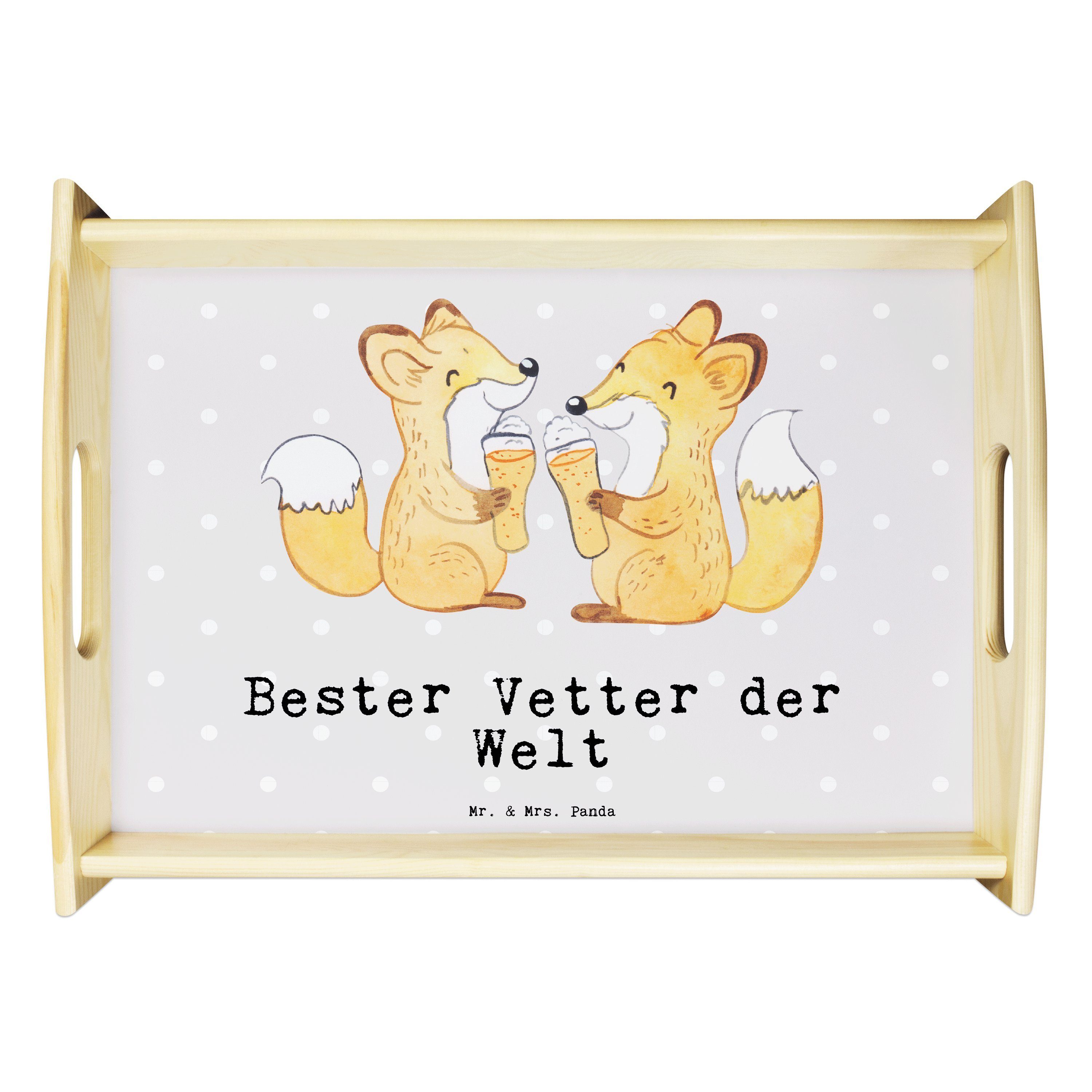 Mr. & Mrs. Panda Grau - (1-tlg) Echtholz Vetter Geschenk, Bester Tablett Tablett, Freu, - Pastell der Fuchs Welt lasiert