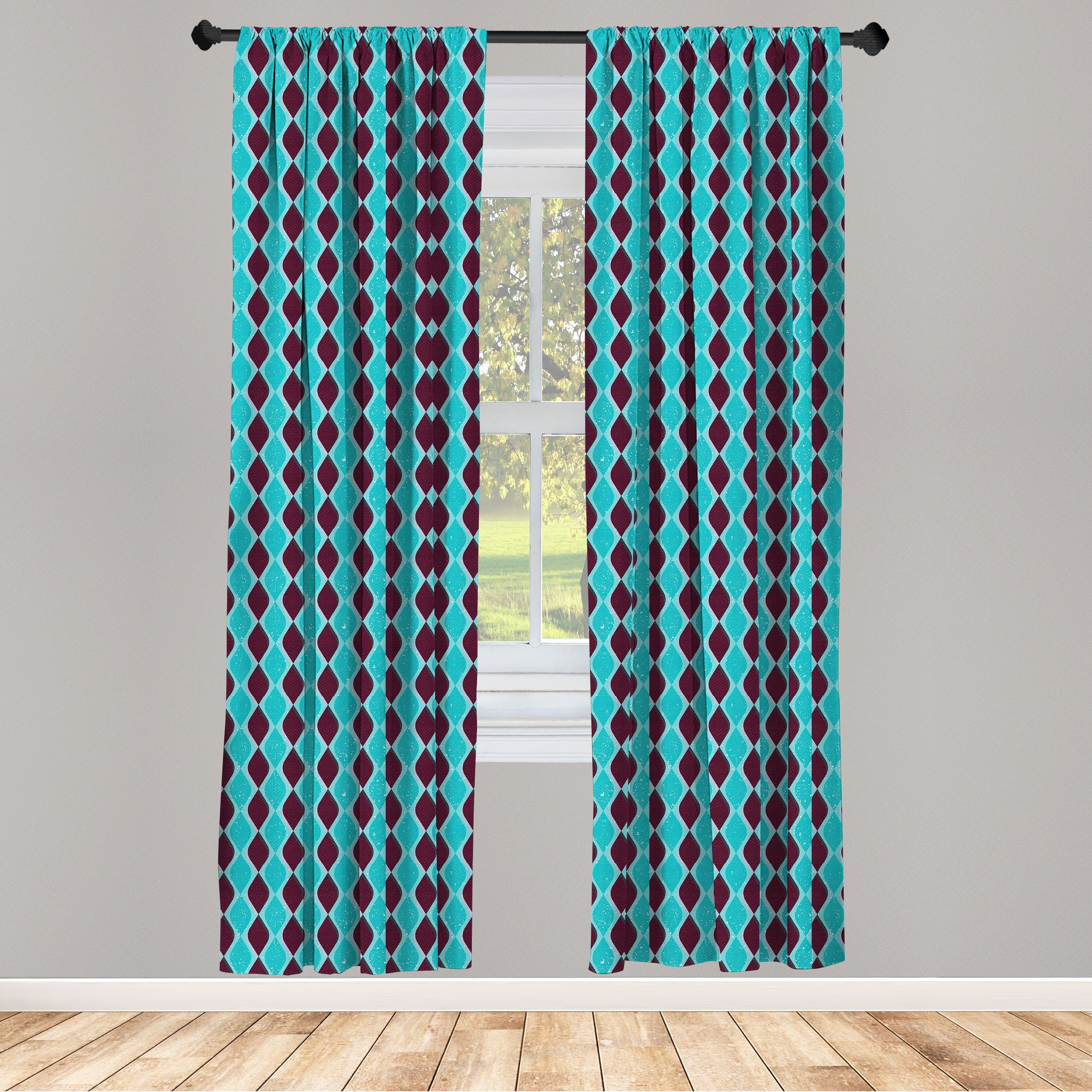 Gardine Vorhang für Wohnzimmer Schlafzimmer Dekor, Abakuhaus, Microfaser, Geometrisch Vintage-vertikale Streifen