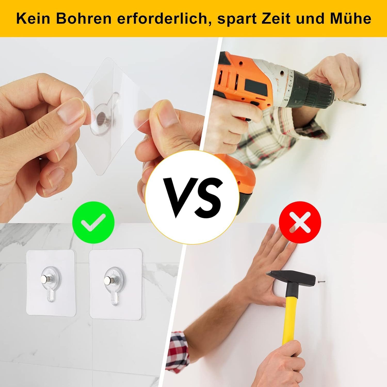 FELIXLEO Klebehaken Bilderhaken Selbstklebend mit Kleiner Schaber, (20-St) – Bild 5 von 5