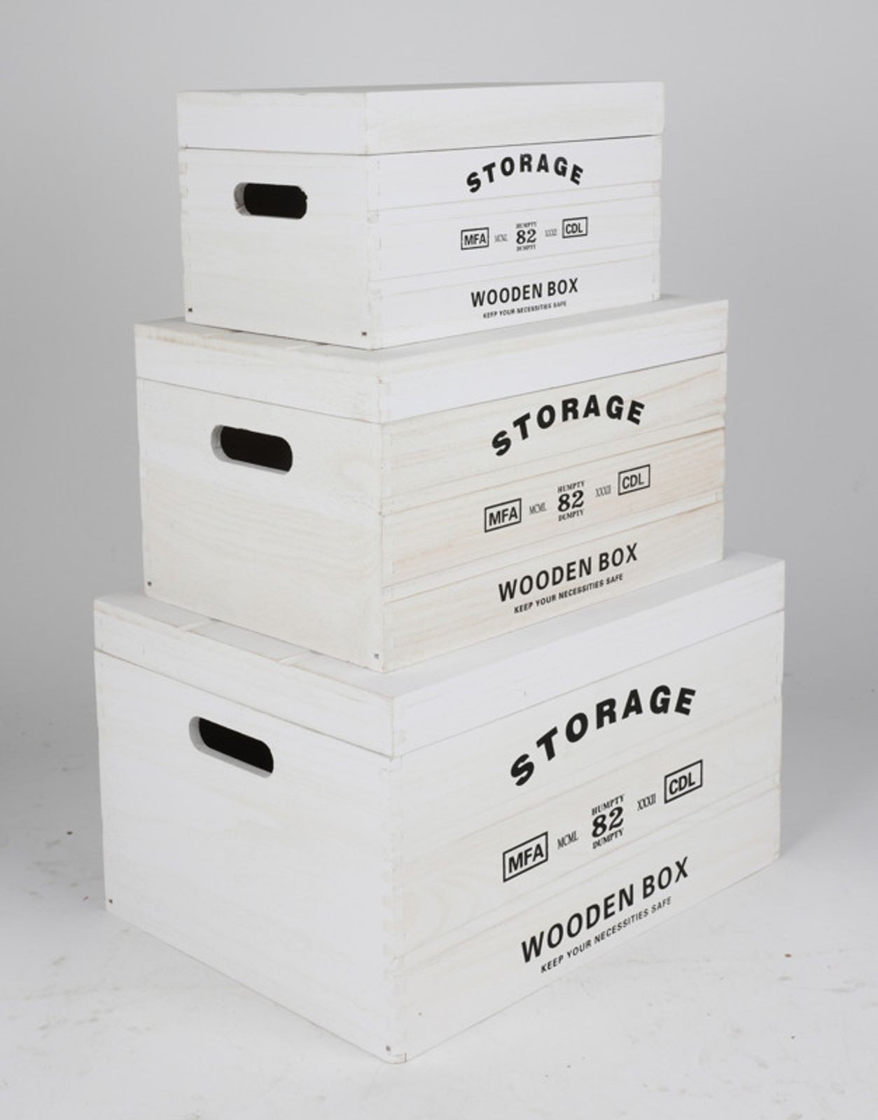 BURI Aufbewahrungsbox Set 3 Stück Kisten Deckel Holz Tragetaschen Körbe Aufbewahrung Deko