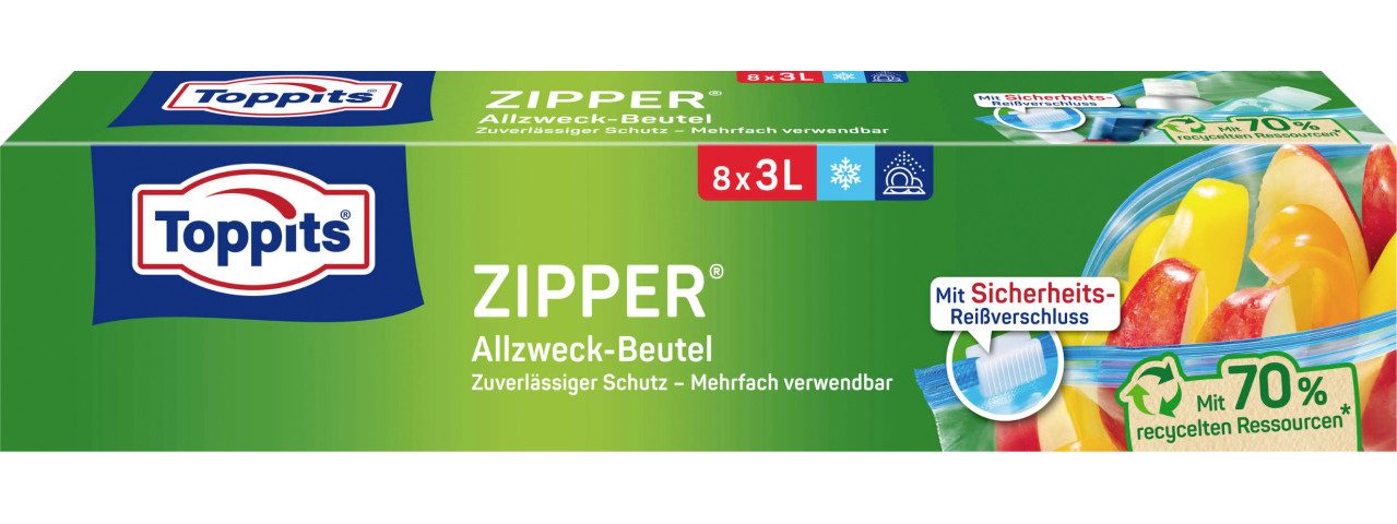 Toppits Frischhaltebeutel Toppits Allzweckbeutel 3 L, 8 Stück