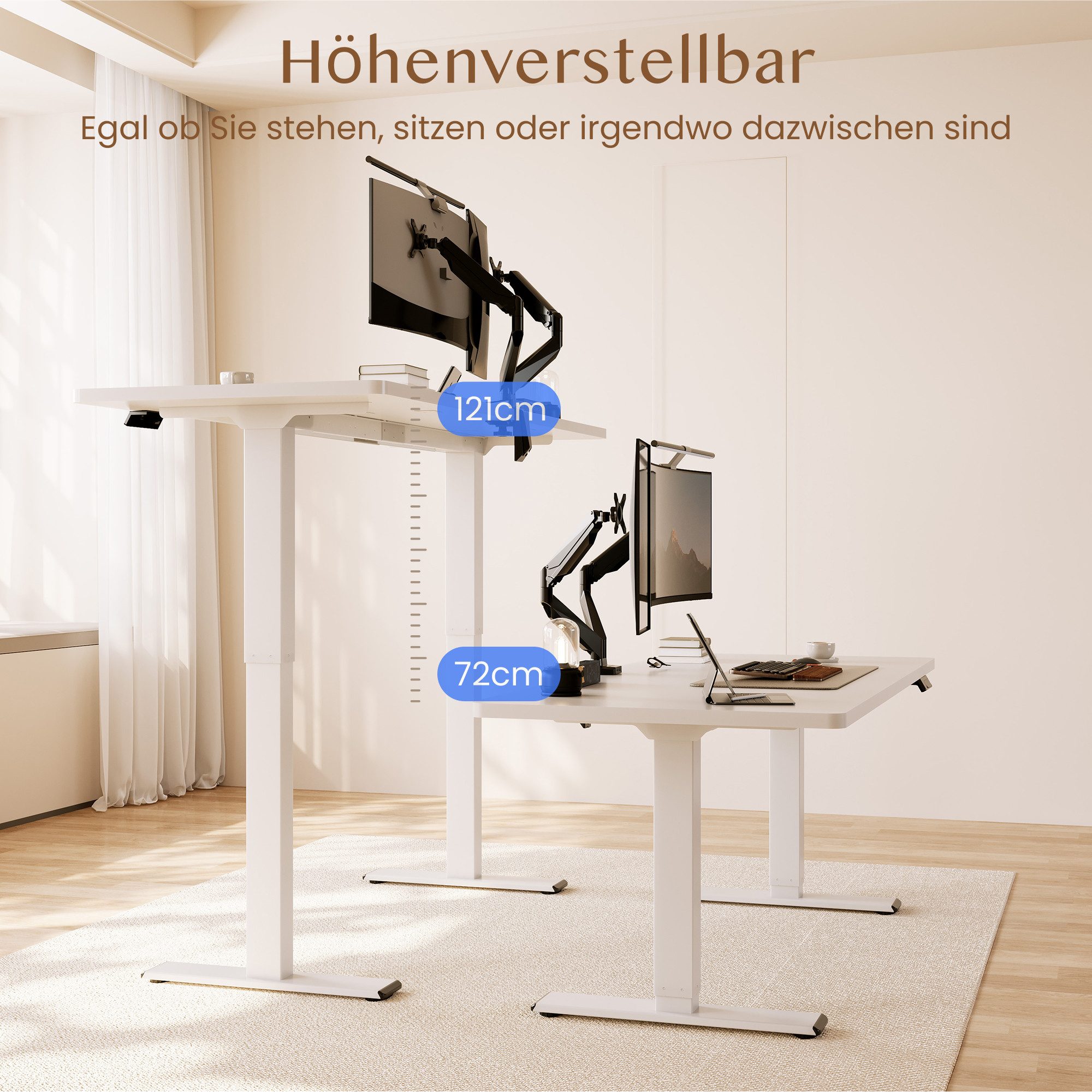FLEXISPOT Schreibtisch Sitz-Steh-Tisch mit Memory-Funktionen (110X54/140X70/ 160X70/ 180X80/ 200X80 CM), Dual-Motor, 4 Speicherplätze, Anti-Kollisionssystem