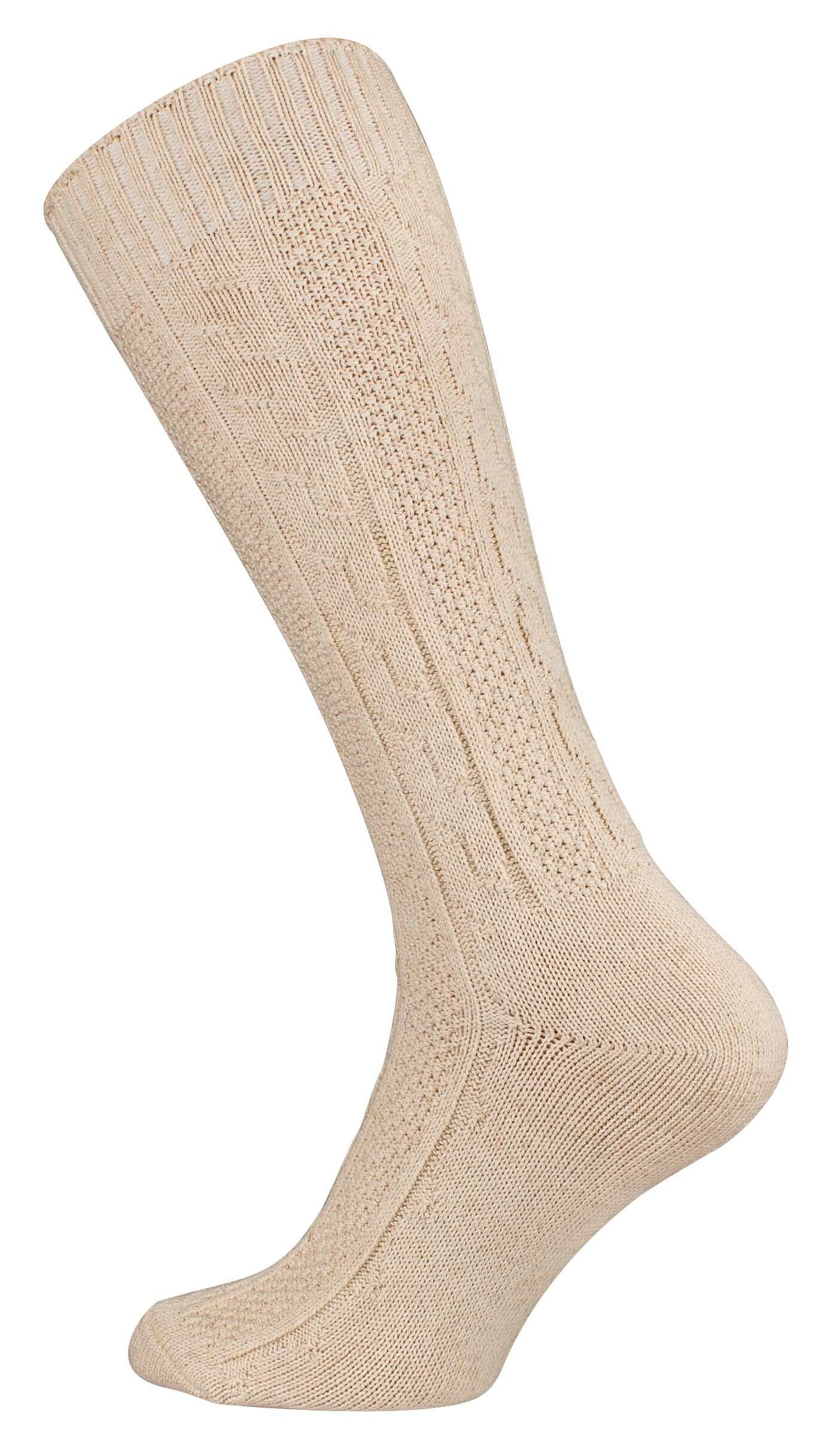 Cotton Prime® Trachtensocken Trachten-Kniestrümpfe mit Zopfmuster