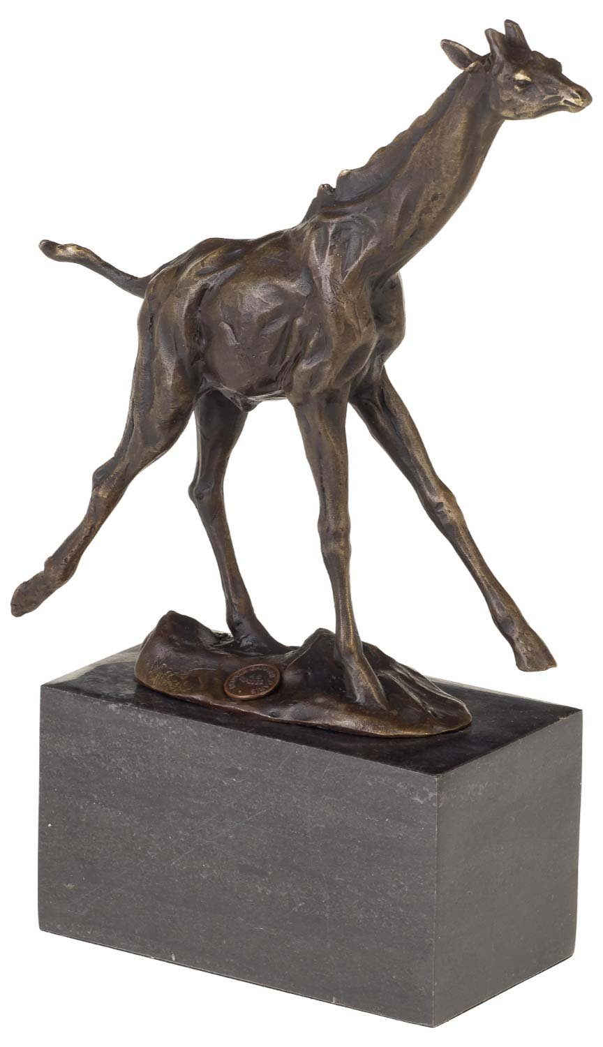 Aubaho Skulptur Bronzeskulptur Bronzeskulptur Bronze Giraffe Figur Statue im Antik-Sti