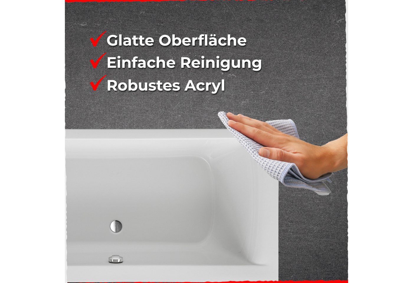Thumbnail - Schulte Badewanne Onda, Körperform, Sanitäracryl, Weiß, Größenauswahl, (Komplett-Set, inkl. Wannenträger und Ablauf), 17...