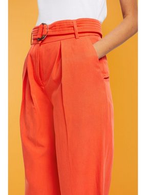Esprit Collection Stoffhose Leinenmix-Hose mit hohem Bund und Gürtel