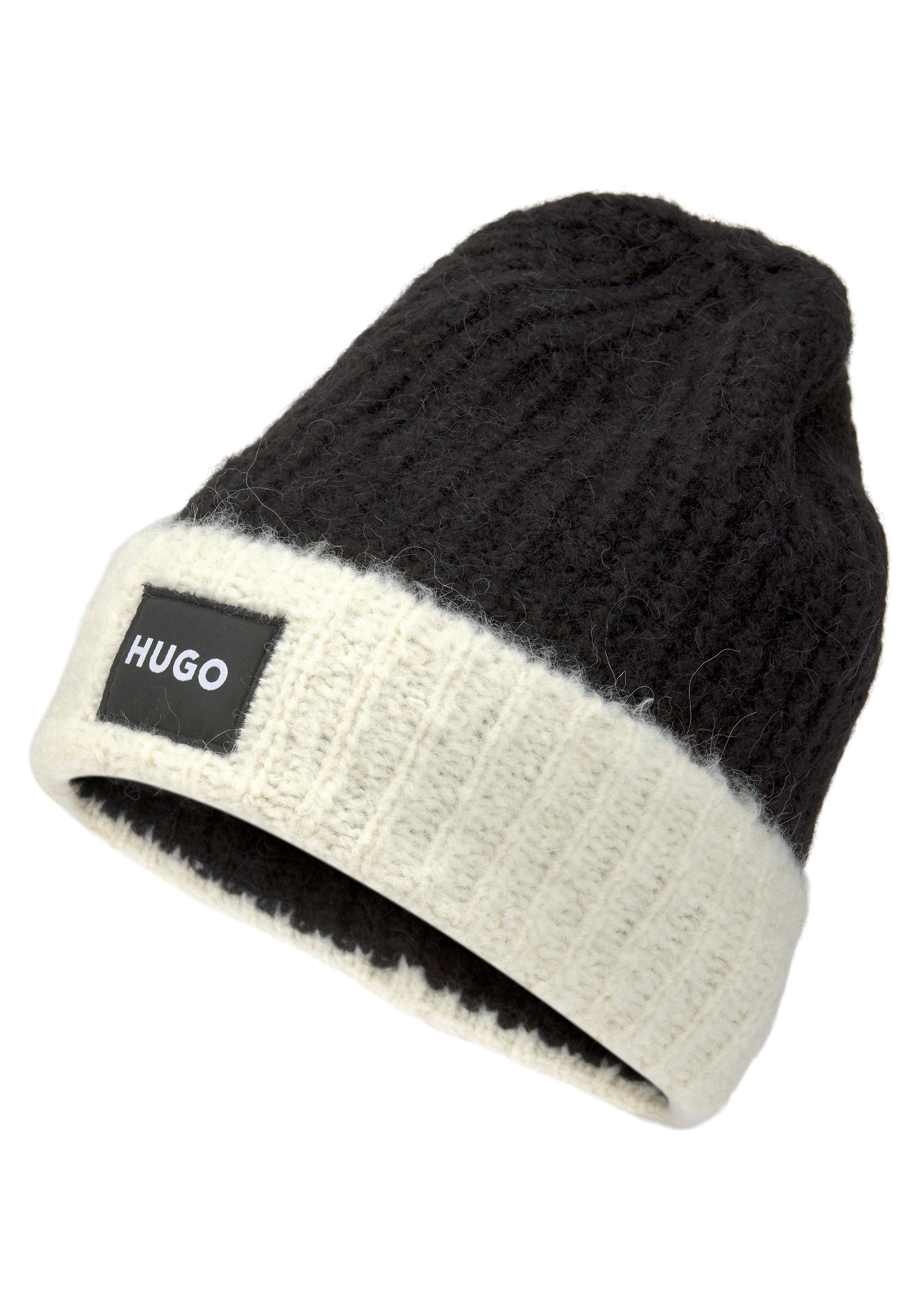 HUGO Beanie Slogues_hat mit HUGO Logo-Badge | Strickmützen