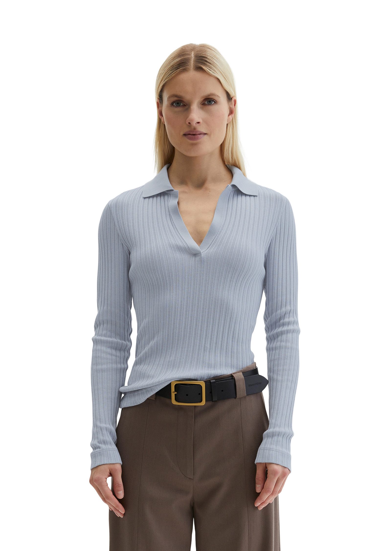 Marc O'Polo Langarm-Poloshirt mit TENCEL™ Modal