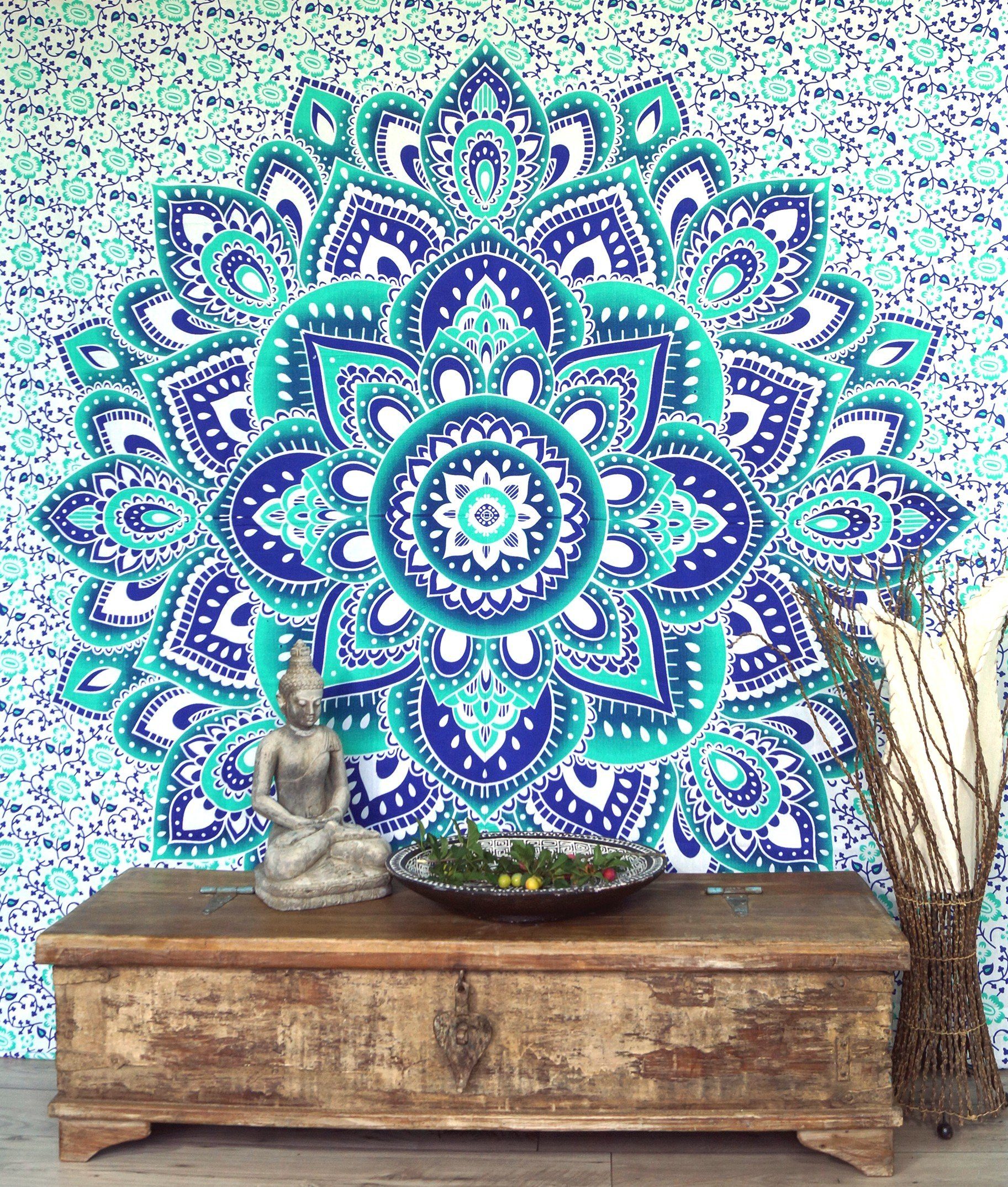Guru-Shop Tagesdecke Boho Style Wandbehang, indische Tagesdecke..