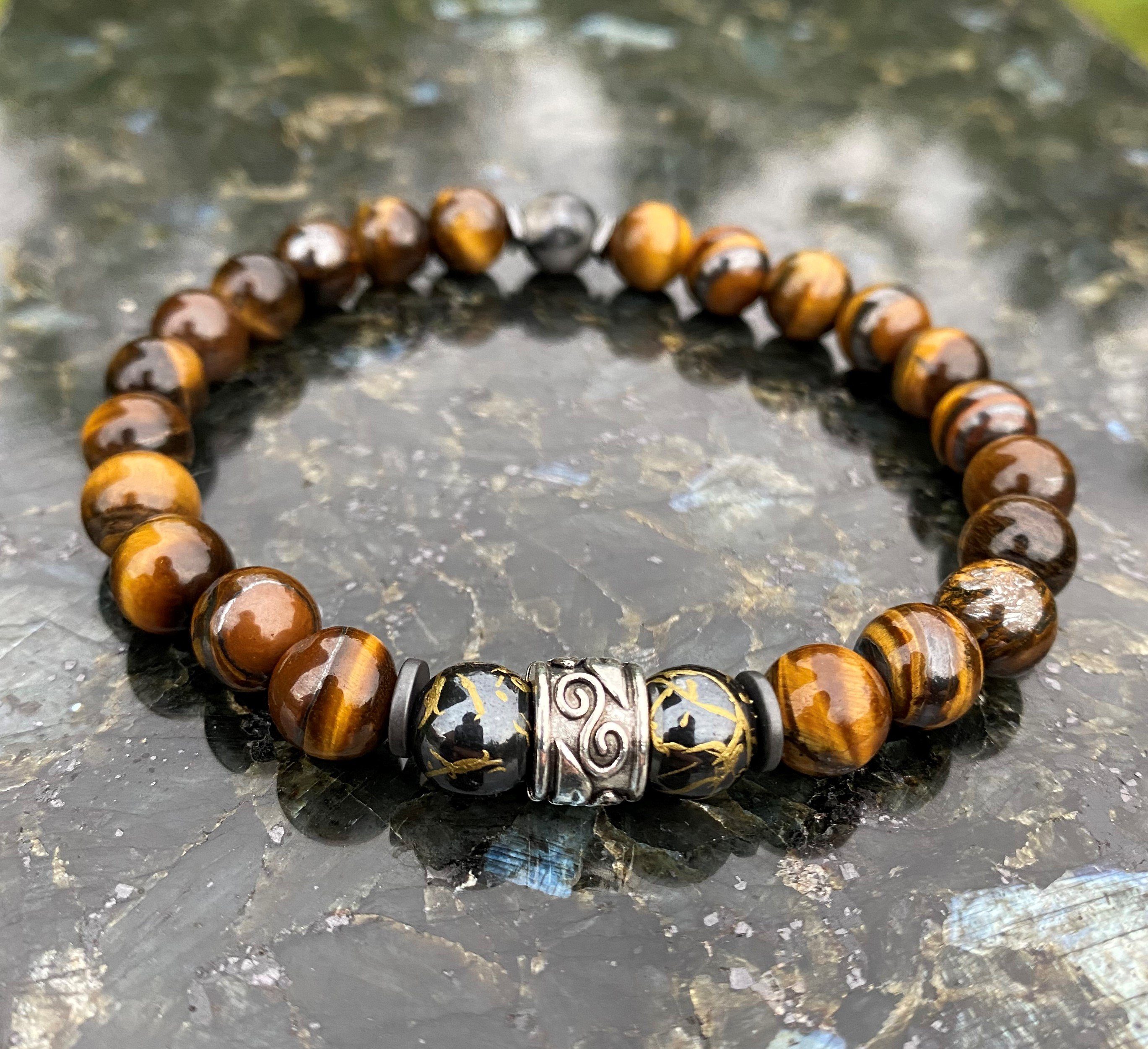 NAHLE Armband Naturstein Tigerauge Perlenarmband Partnerarmband Freundschaf günstig online kaufen