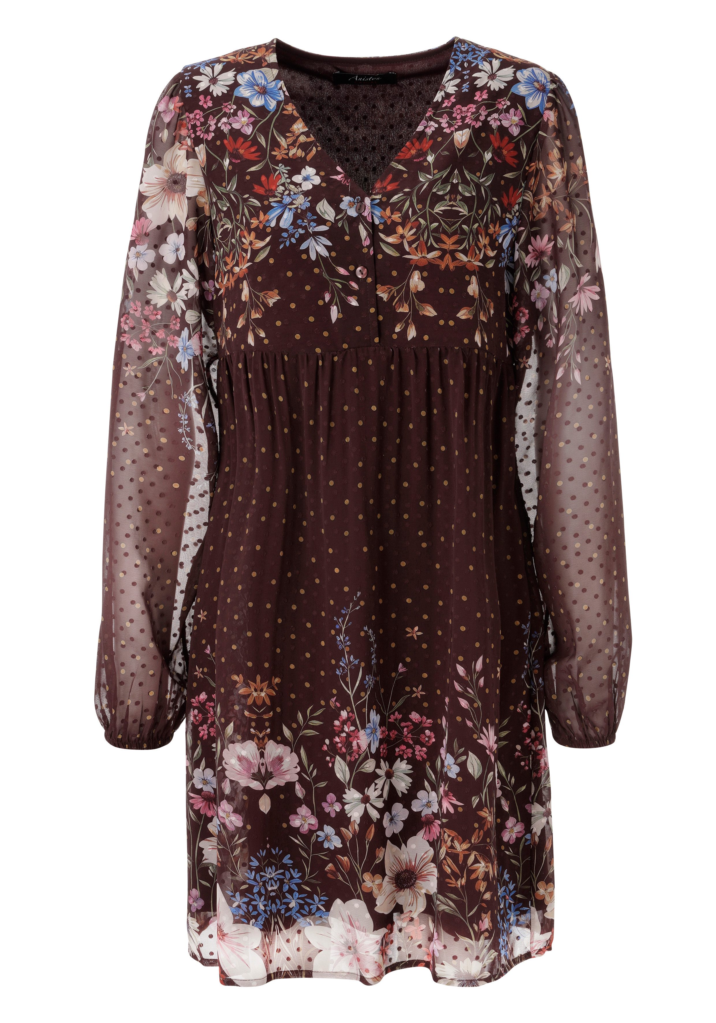Aniston CASUAL Tunikakleid mit farbenfrohen Blumendruck und Punkten - NEUE KOLLEKTION – Bild 5 von 5