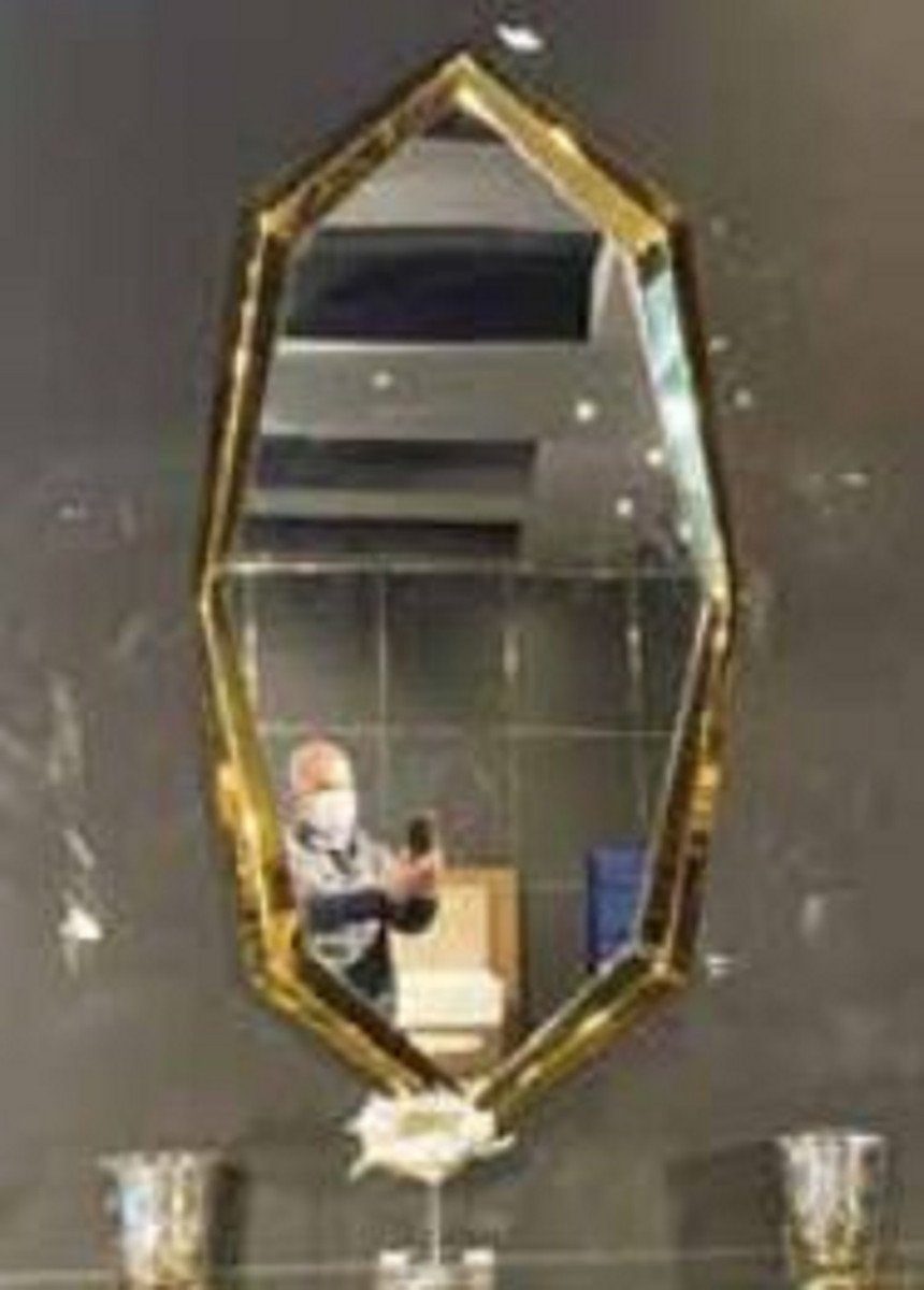 Casa Padrino Wandspiegel Luxus Wandspiegel Gold 81 x 8 x H. 160 cm - Moderner Wohnzimmer Spiegel mit Metallrahmen - Schlafzimmer Spiegel - Garderoben Spiegel - Luxus Kollektion