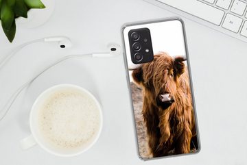 MuchoWow Handyhülle Schottische Highlander - Landschaft - Kuh - Braun - Tiere - Natur, Phone Case, Handyhülle Samsung Galaxy A53, Silikon, Schutzhülle