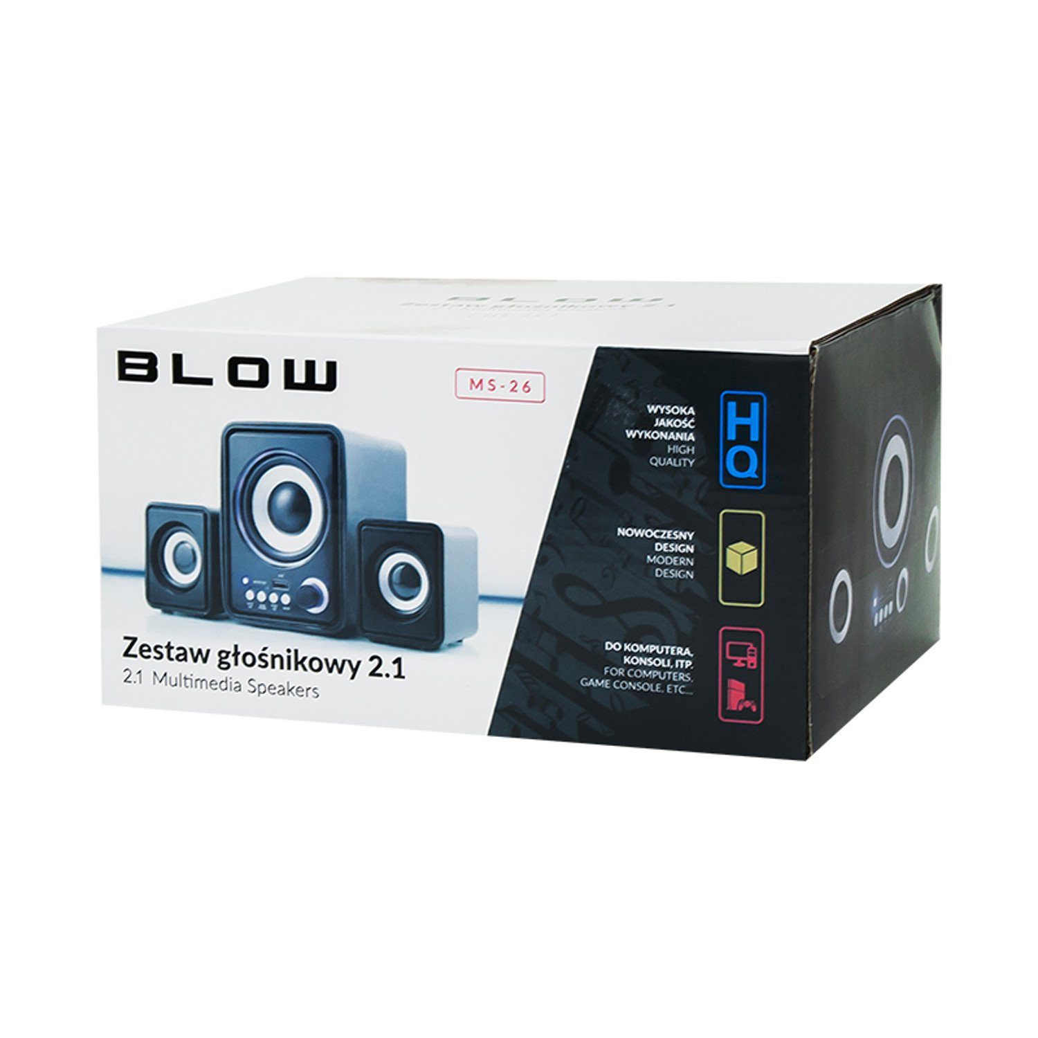 (11 USB, W, MS-26 Bleuchtung) Blaue BLOW 2.1 Lautstärkeregelung, AUX, MicroSD, 2.1 Soundsystem