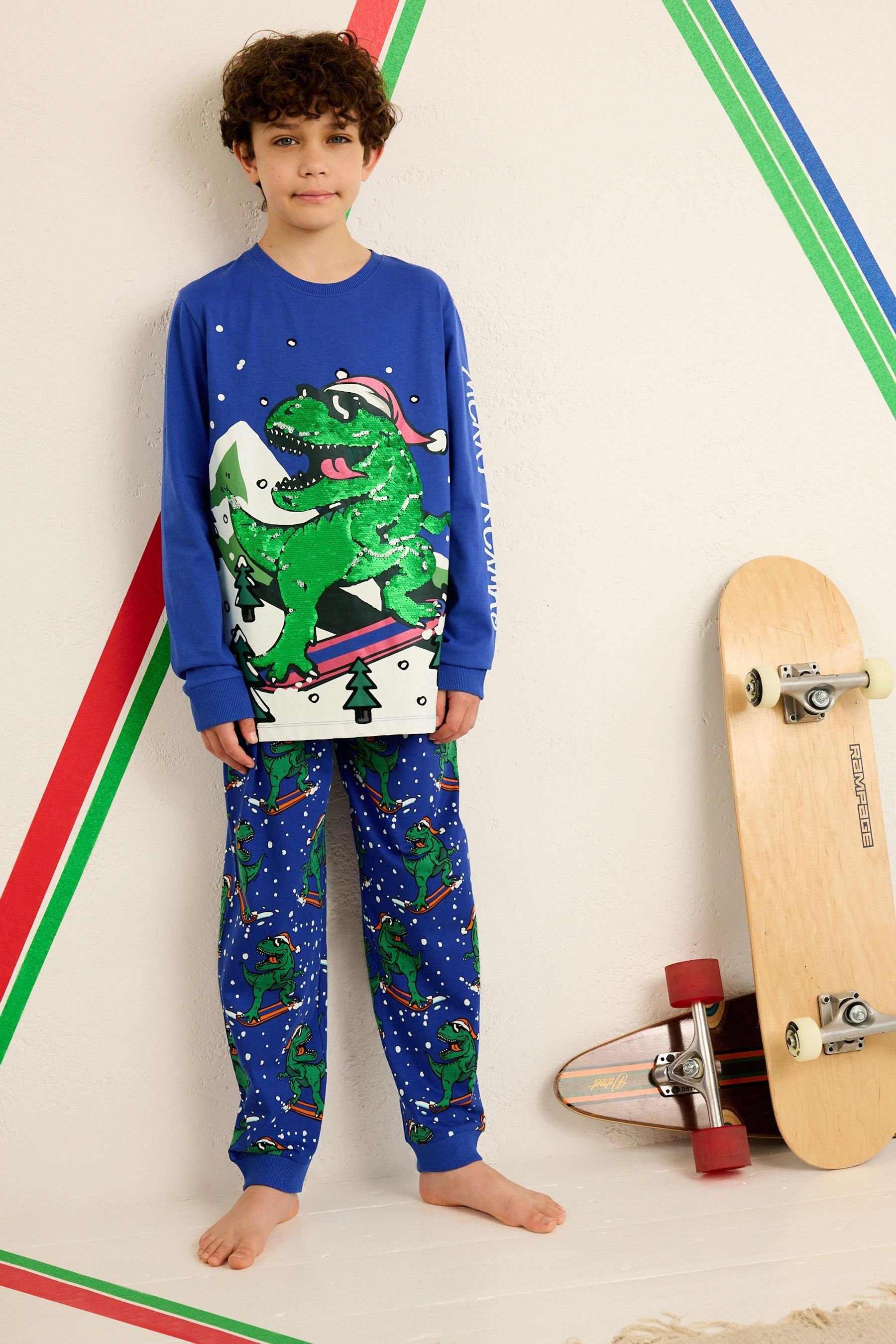 (2 Pyjama Dinosaur Pyjama Next Navy tlg) Blue Weihnachtlicher