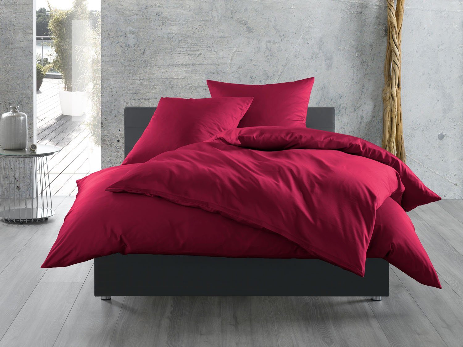 BETTWAESCHE-MIT-STIL Bettwäsche Mako Satin Bettwäsche uni einfarbig, Mako-Satin, 2 teilig