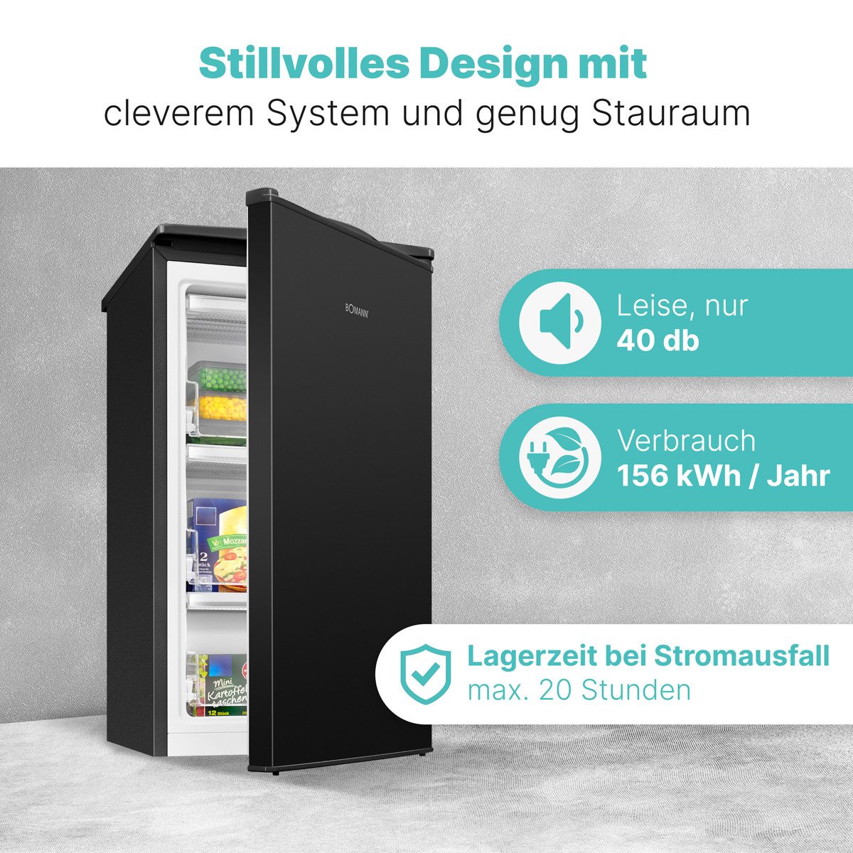BOMANN Gefrierschrank GS 7256, 83.5 cm hoch, 45 cm breit, Gefrierschrank klein, 4 Sterne-Gefrierfach