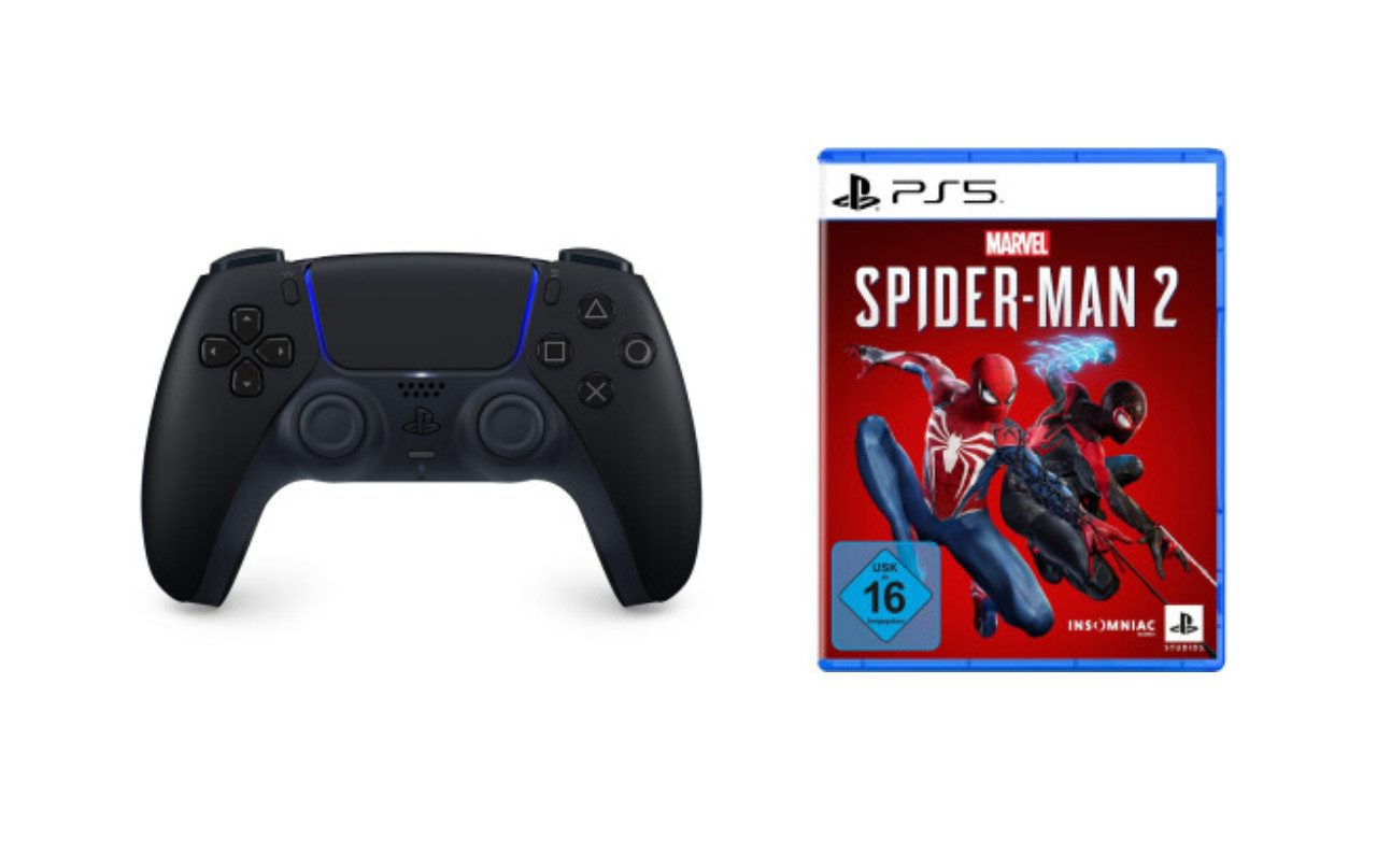 Playstation PS5 Controller Midnight Black inkl. Spider-Man 2 PS5 DualSense Wireless-Controller (Spiele-Set, inkl. Spider-Man 2)
