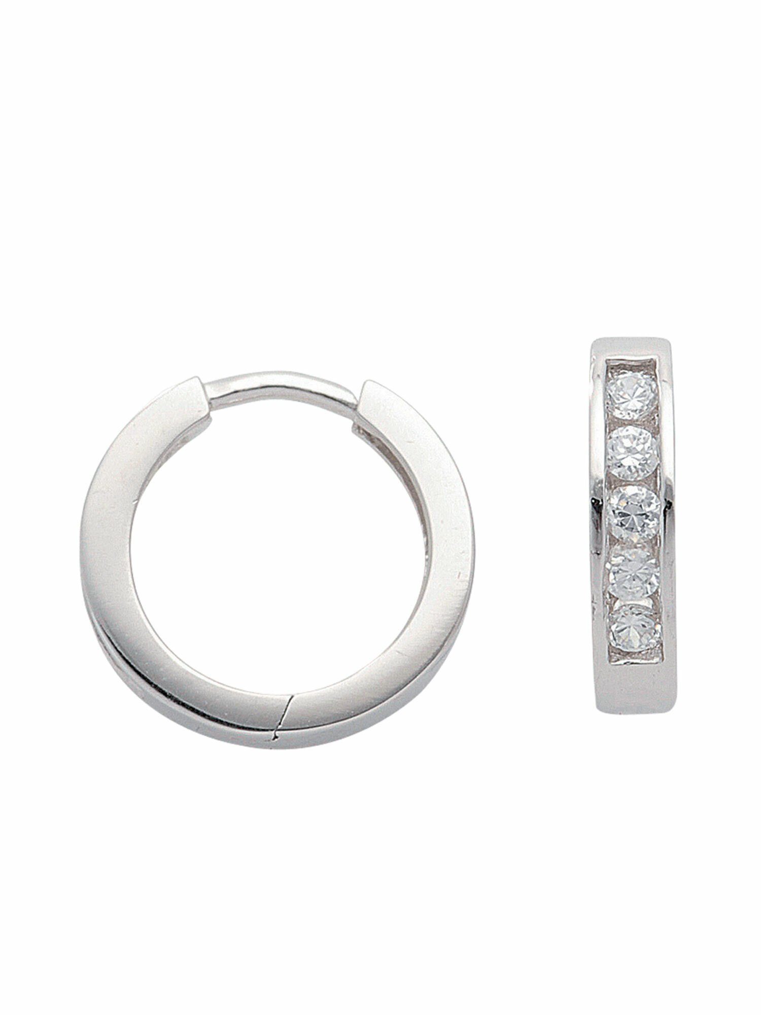 Adelia´s Paar Ohrhänger 925 Silber Ohrringe Creolen mit Zirkonia Ø 14,1 mm,  mit Zirkonia Silberschmuck für Damen, Mit Liebe gefertigt aus: 925 Sterling  Silber rhodiniert