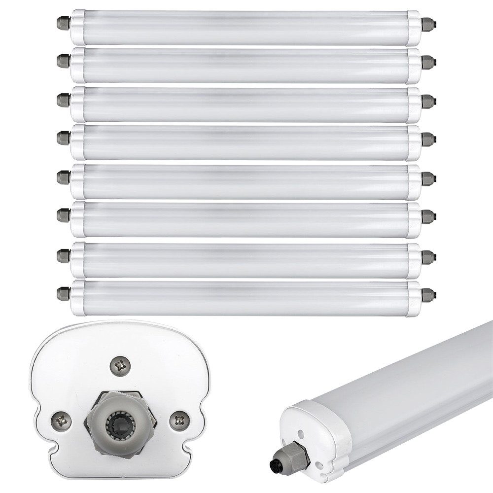 V-TAC LED Deckenleuchte, LED-Leuchtmittel fest verbaut, Tageslichtweiß, 8er Set 36 Watt SMD LED Wannen Röhren Leuchten Werkstatt Tageslicht