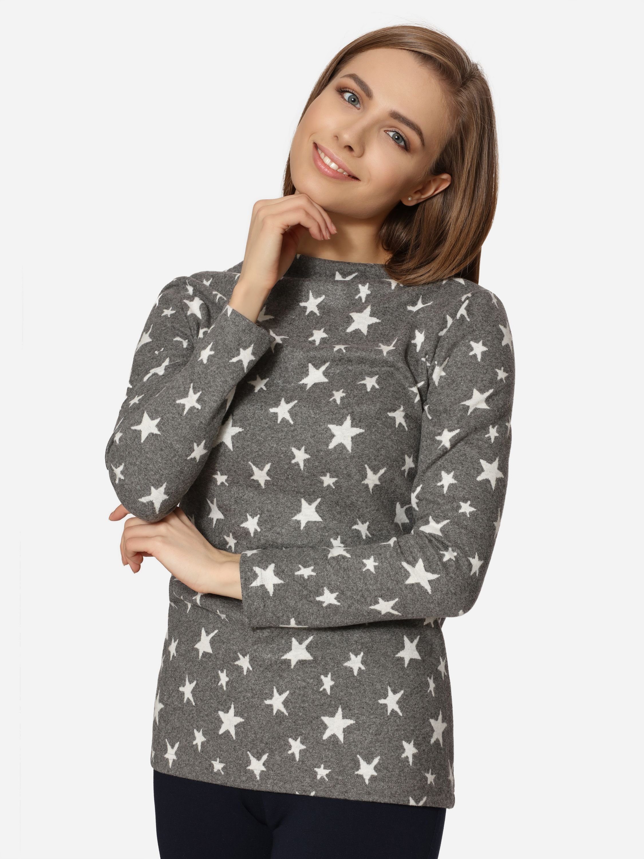 Merry Style Longpullover Damen Sweatshirt langarm Viskose aus Bluse MS10-340
