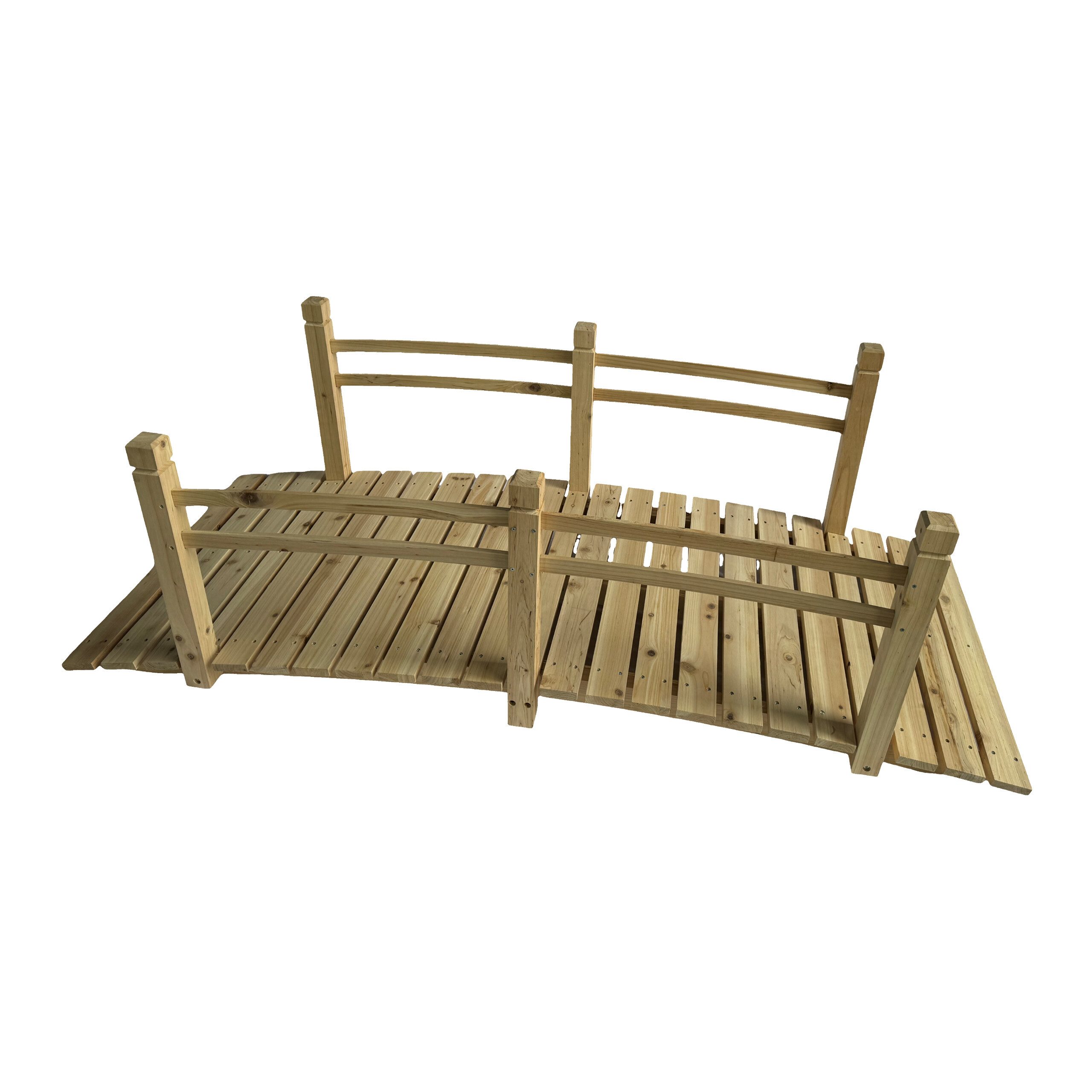 relaxdays Gartensteg Garten Brücke Tannenholz, 185x72 cm, natur