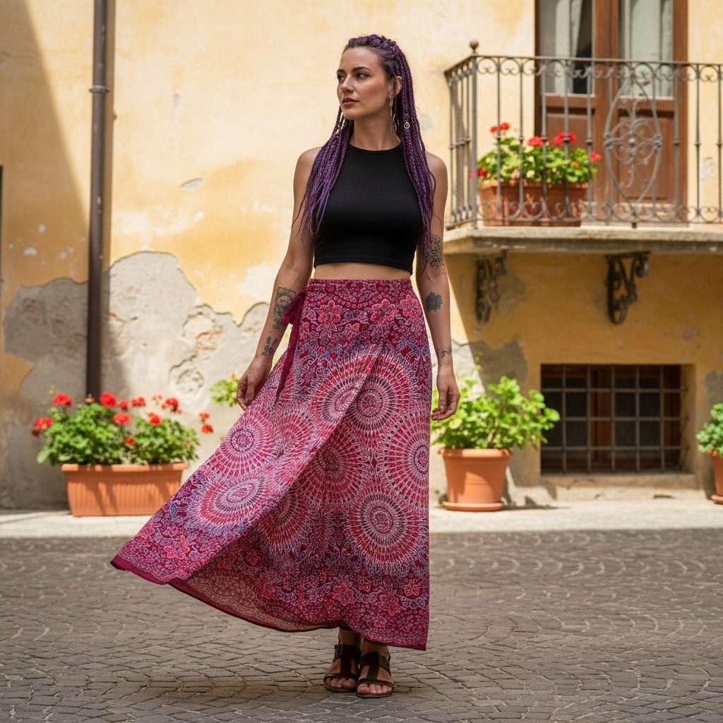 Guru-Shop Minirock Langer Wickelrock, Strandrock, Sommerrock - rot günstig online kaufen