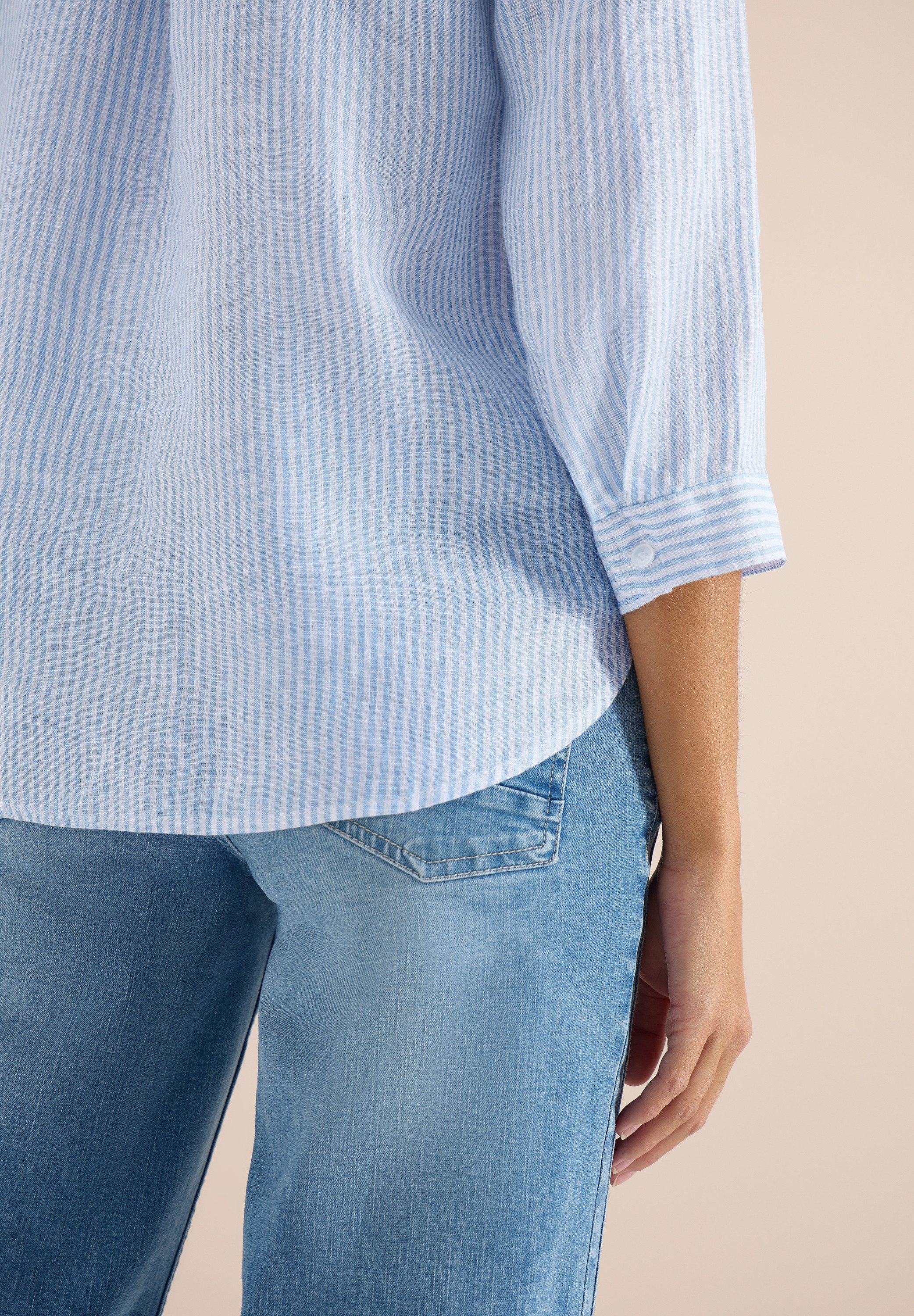 CECIL Schlupfbluse aus sommerlicher Leinenqualität, Streifen-Dessin