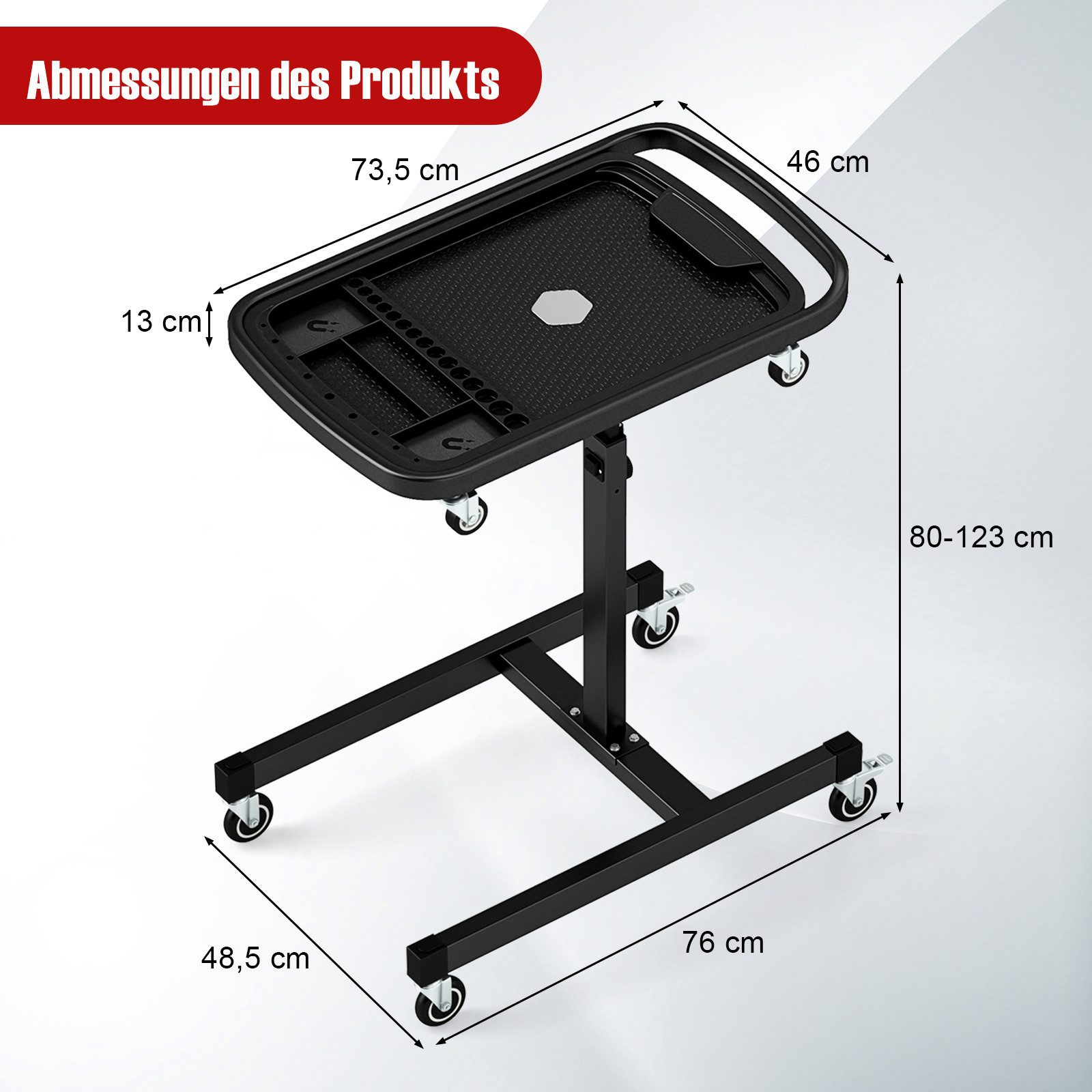 COSTWAY Arbeitstisch, 2-in-1 mit abnehmbarem Fach, höhenverstellbar, bis 60kg