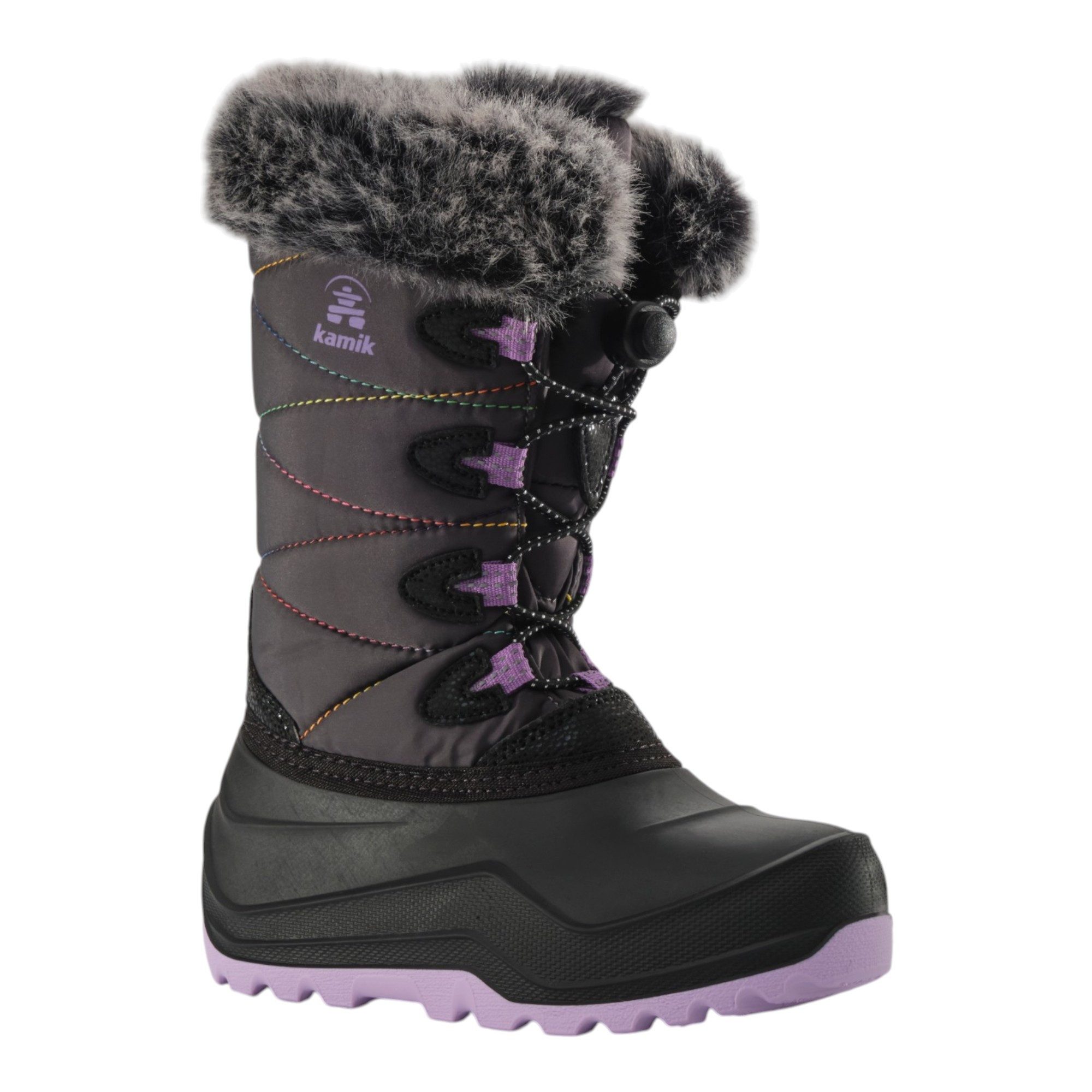 Kamik Snowangel - Made in Canada, wasserdicht - charcoalgrau/violett Mädchen Winterstiefel
