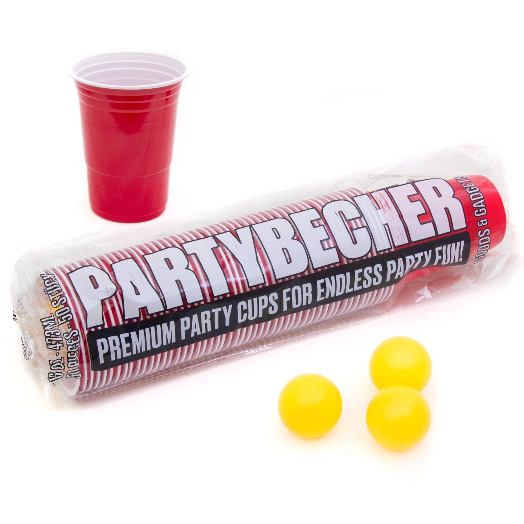 Goods+Gadgets Becher Wiederverwendbare Partybecher 50er Set – Dickwandige Beer Pong Becher, 50-tlg., Plastikbecher, Trinkbecher Getränkebecher