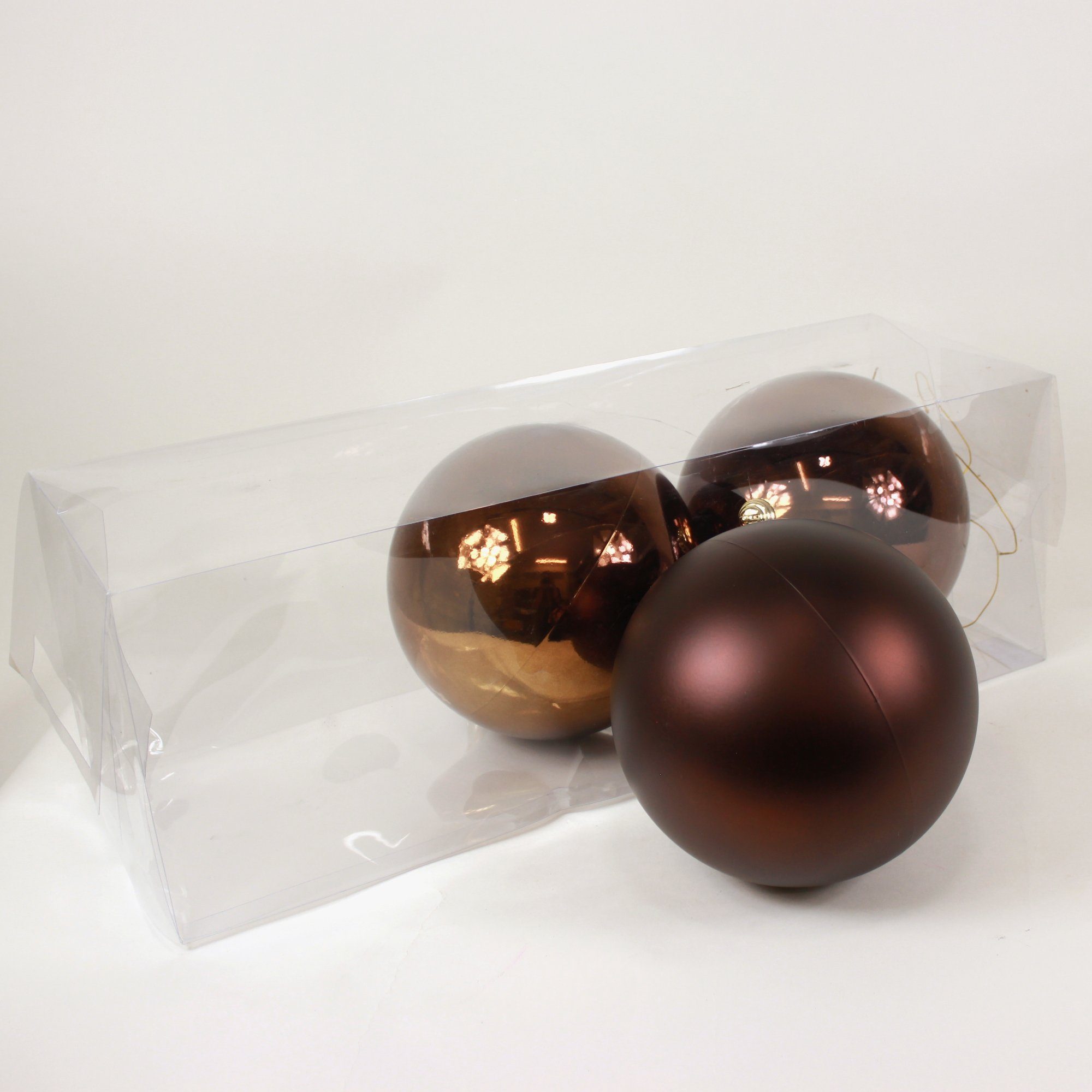 Lucht Weihnachtsbaumkugel Weihnachtskugeln 20 cm braun 3 Stück in der Box