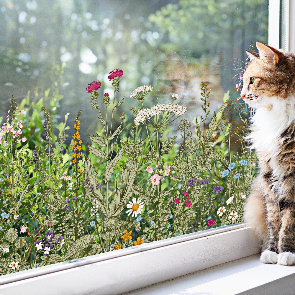 FOUORTUNATE-BEE Fenstersticker Pflanzen- & Blumen-Wandaufkleber – 40×100 cm, Dekorativer Fenster- und Wandaufkleber für Zuhause